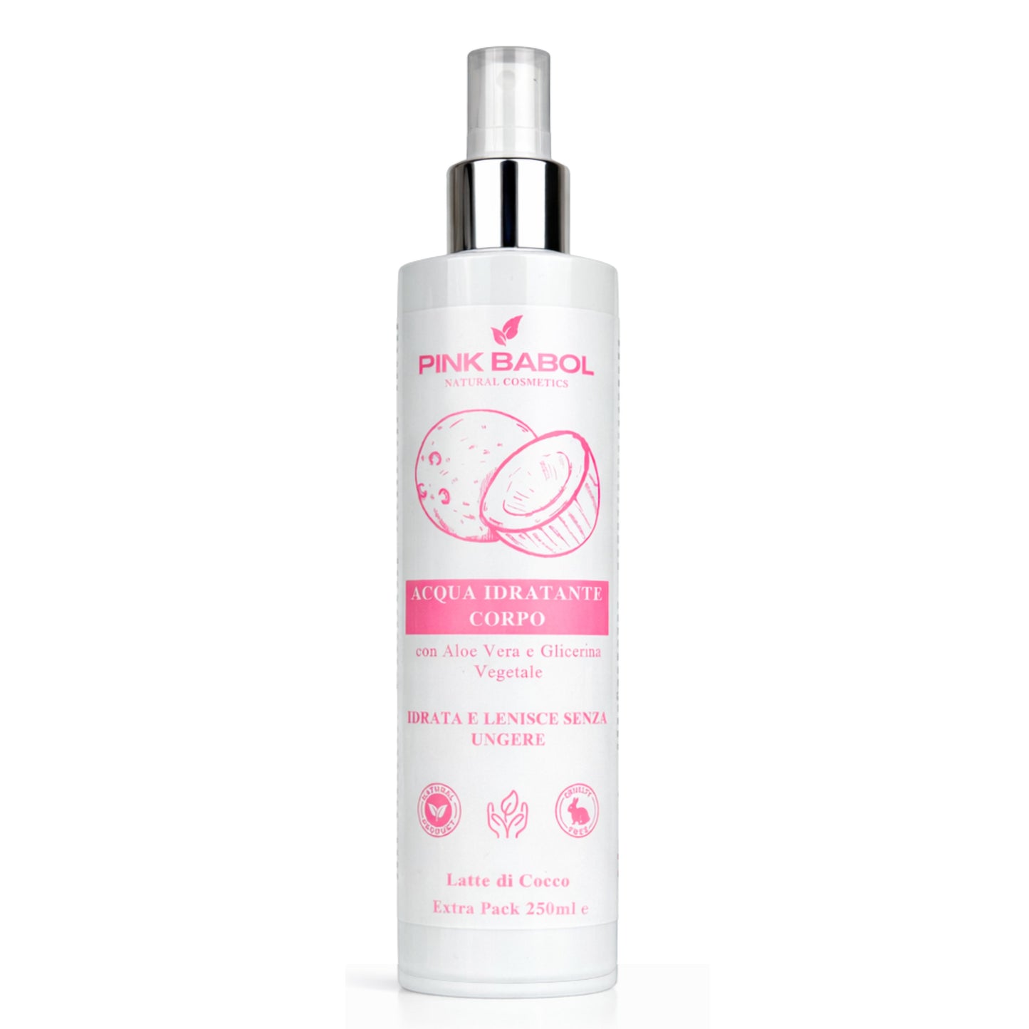 Acqua Idratante Corpo con Aloe Vera e Glicerina Vegetale - Extra Pack 250ml-Pink Babol