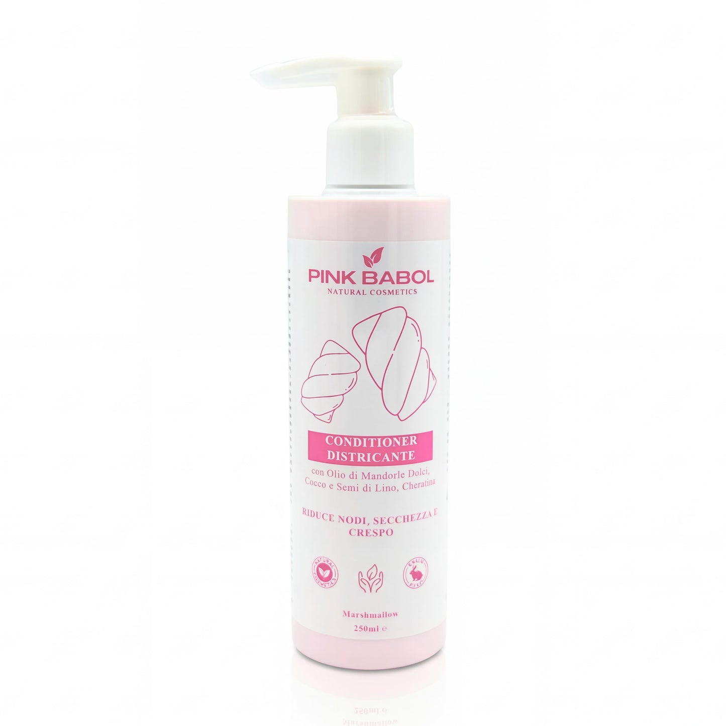 Conditioner Districante con Olio di Mandorle Dolci, Cocco e Semi di Lino, Cheratina – Riduce Nodi, Secchezza e Crespo-Pink Babol
