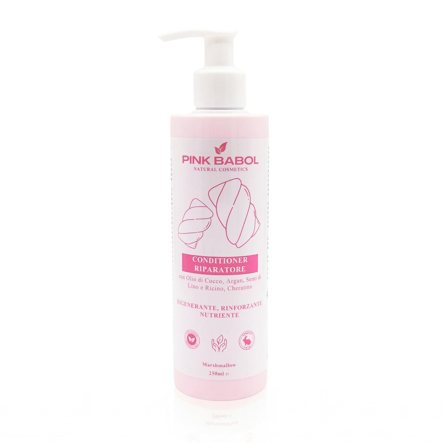 Conditioner Riparatore con Olio di Cocco, Argan, Semi di Lino e Ricino, Cheratina - Rigenerante, Rinforzante, Nutriente-Pink Babol