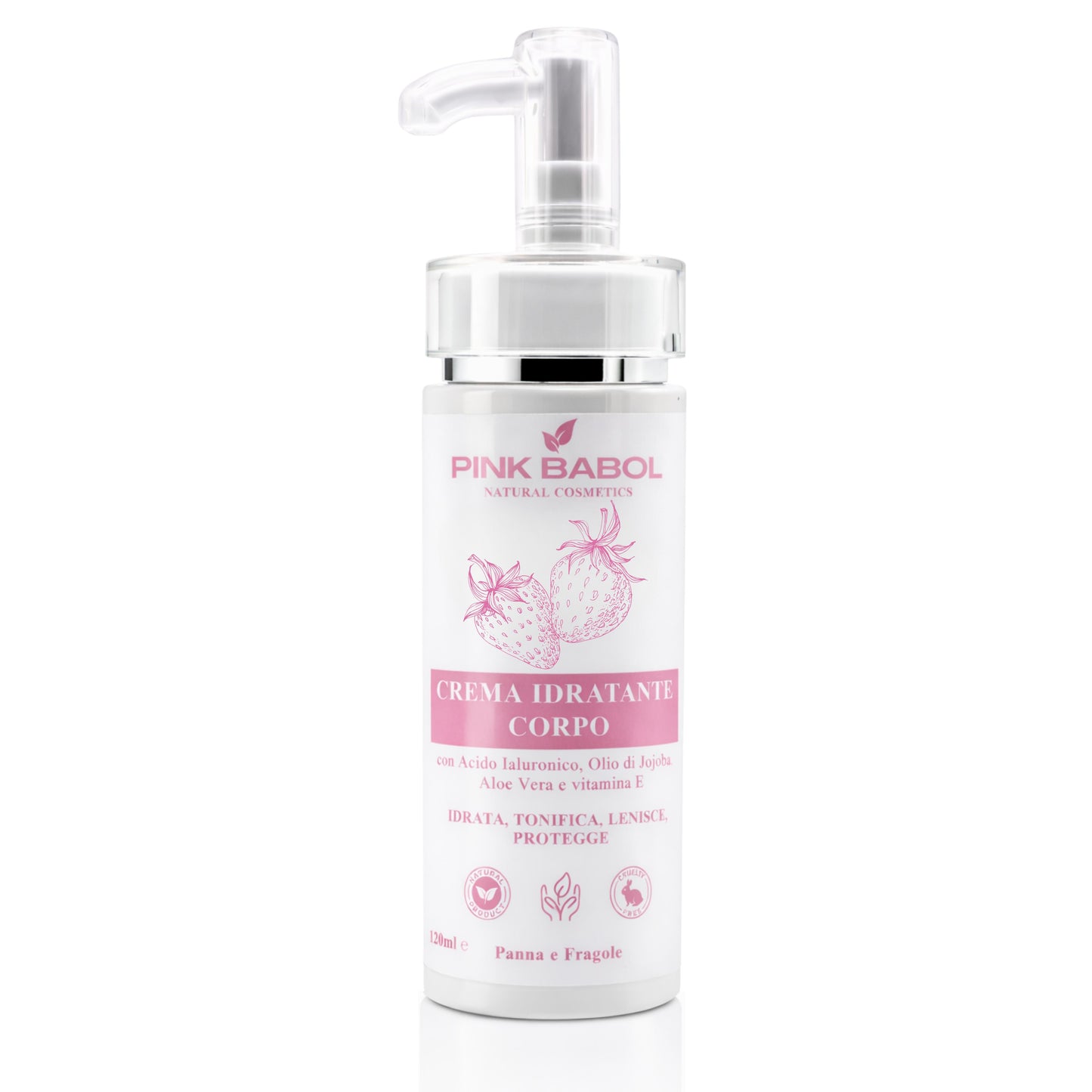 Crema idratante corpo con Acido ialuronico, Olio di Jojoba, Aloe Vera, Vitamina E-Pink Babol