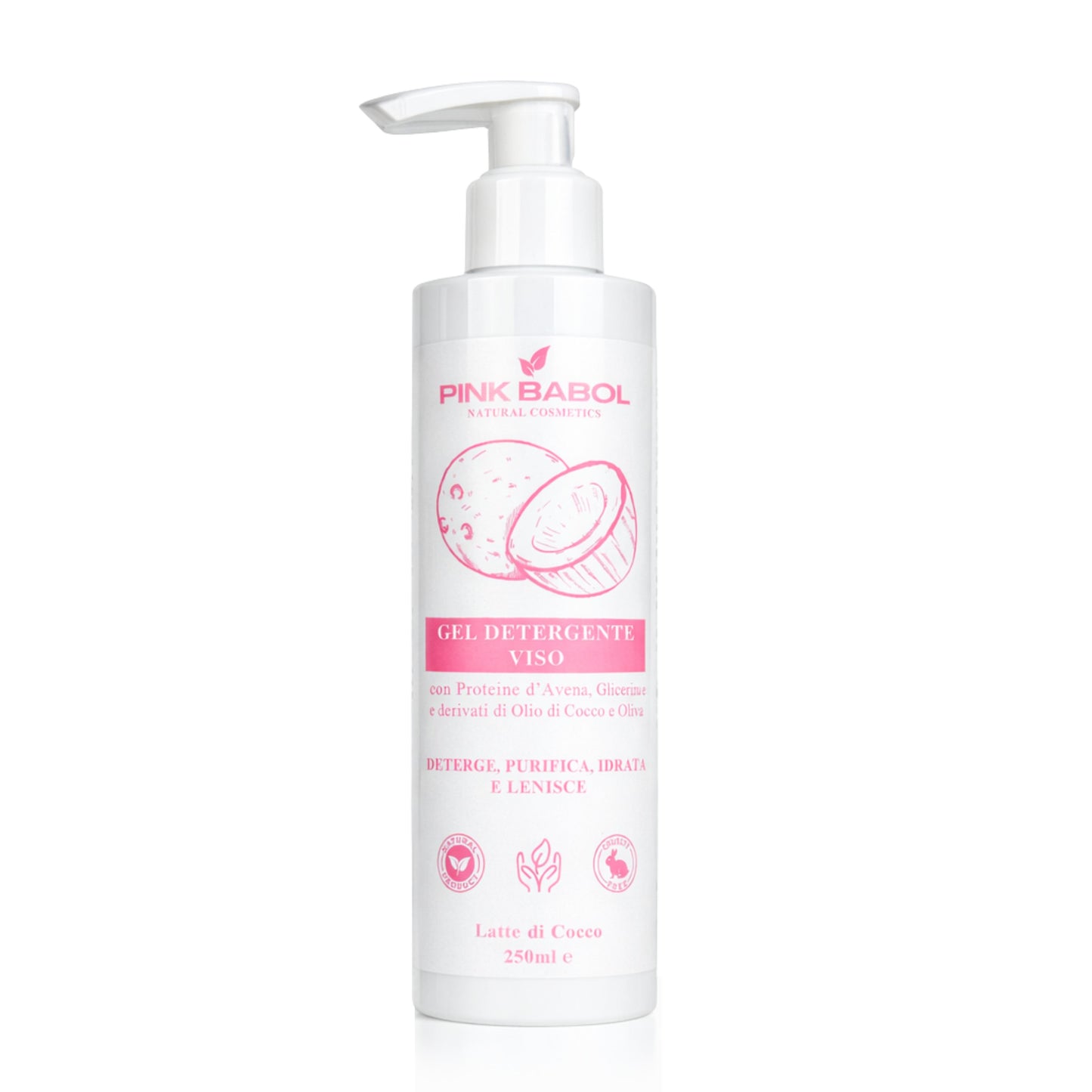 Gel Detergente Viso con Proteine d’Avena, Glicerina e derivati di Olio di Cocco e Oliva – Deterge, Purifica, Idrata e Lenisce-Pink Babol