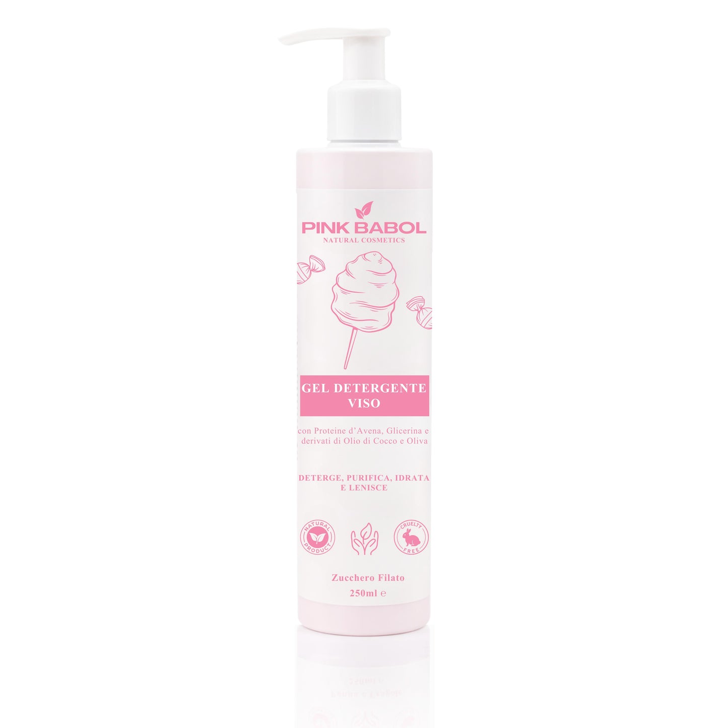 Gel Detergente Viso con Proteine d’Avena, Glicerina e derivati di Olio di Cocco e Oliva – Deterge, Purifica, Idrata e Lenisce-Pink Babol