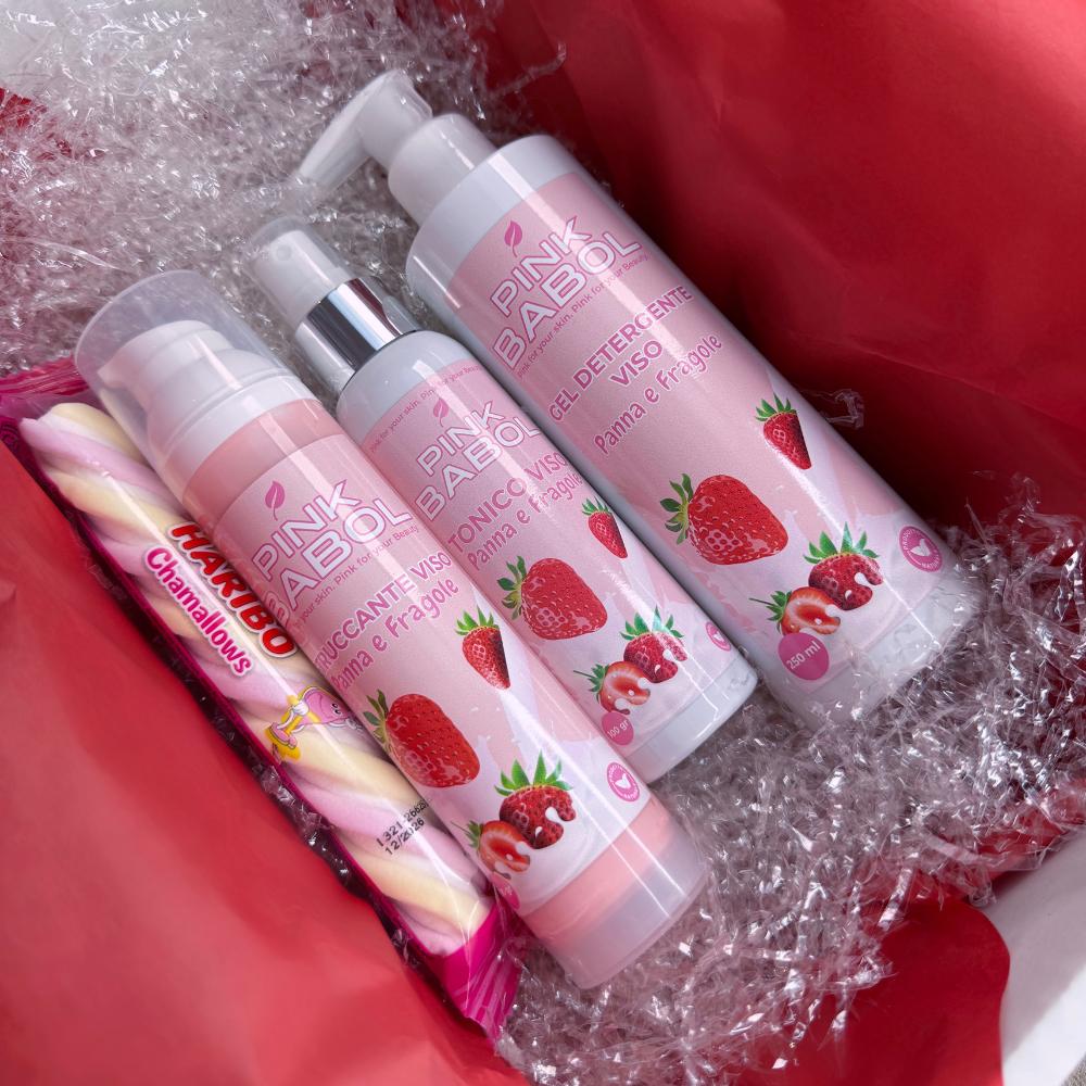 KIT Pure Skin - Struccante idratante e lenitivo + Gel Detergente Viso con Proteine d'Avena + Tonico Viso con Aloe Vera-Pink Babol