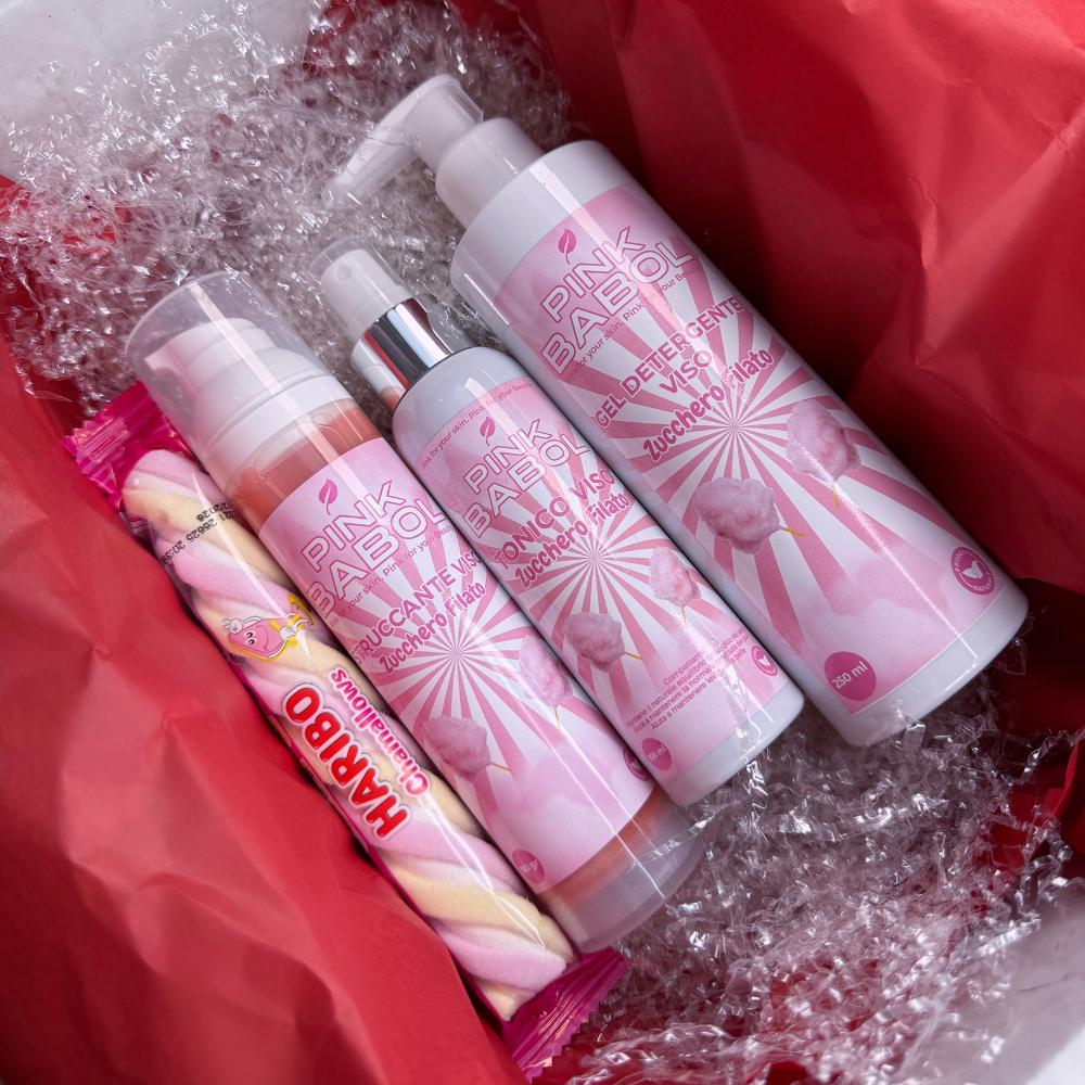 KIT Pure Skin - Struccante idratante e lenitivo + Gel Detergente Viso con Proteine d'Avena + Tonico Viso con Aloe Vera-Pink Babol