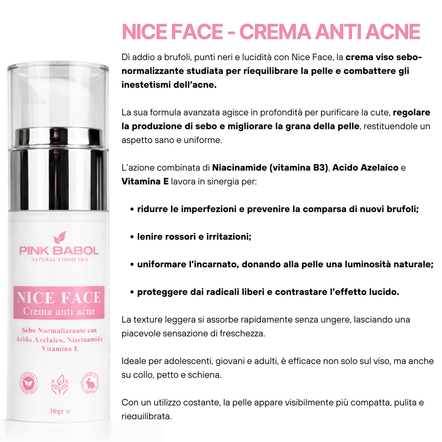 Kit Anti-Imperfezioni PRO – Siero Anti Acne e Imperfezioni + Crema Sebo Normalizzante + Booster Niacinamide-Pink Babol