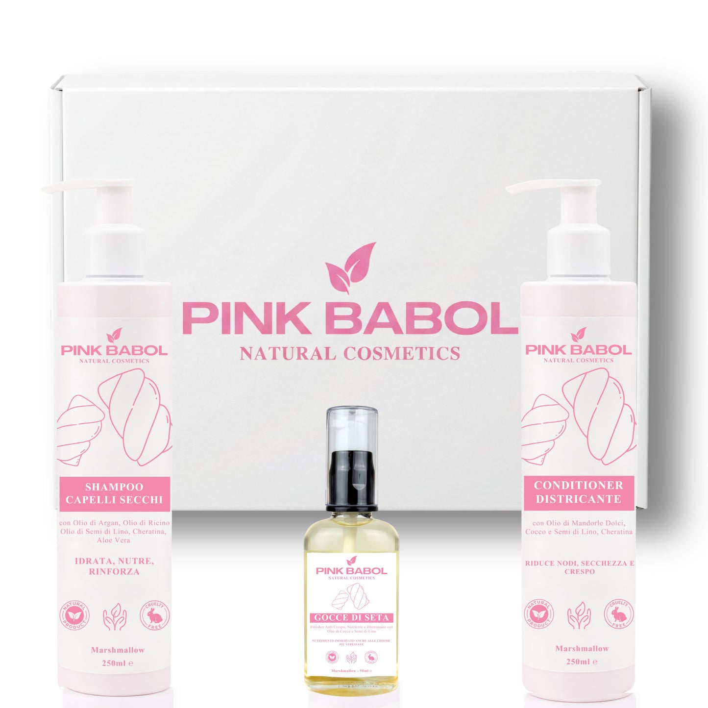 Kit Anticrespo - Shampoo Capelli Secchi + Conditioner Districante + Olio Finish Anticrespo-Pink Babol