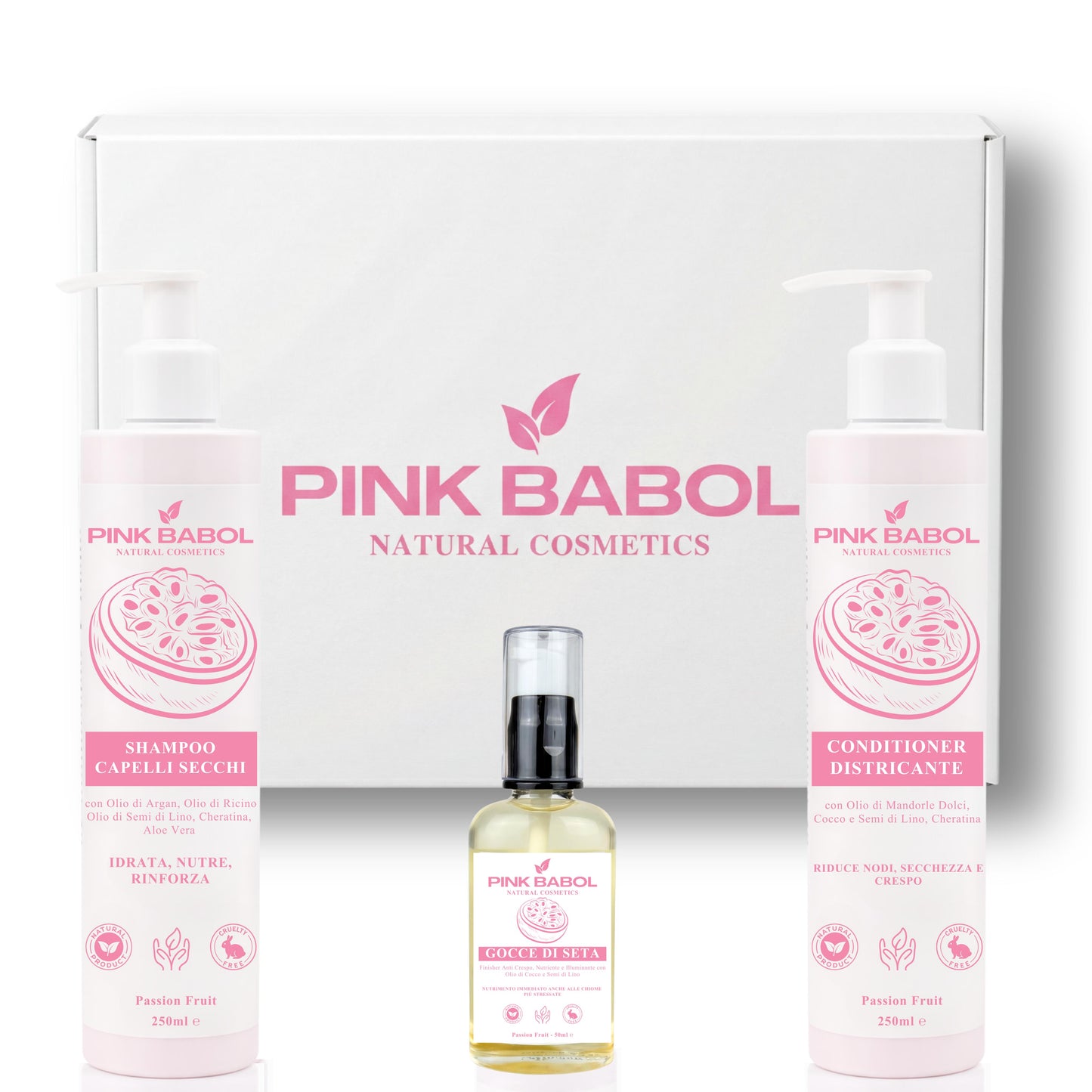 Kit Anticrespo - Shampoo Capelli Secchi + Conditioner Districante + Olio Finish Anticrespo-Pink Babol