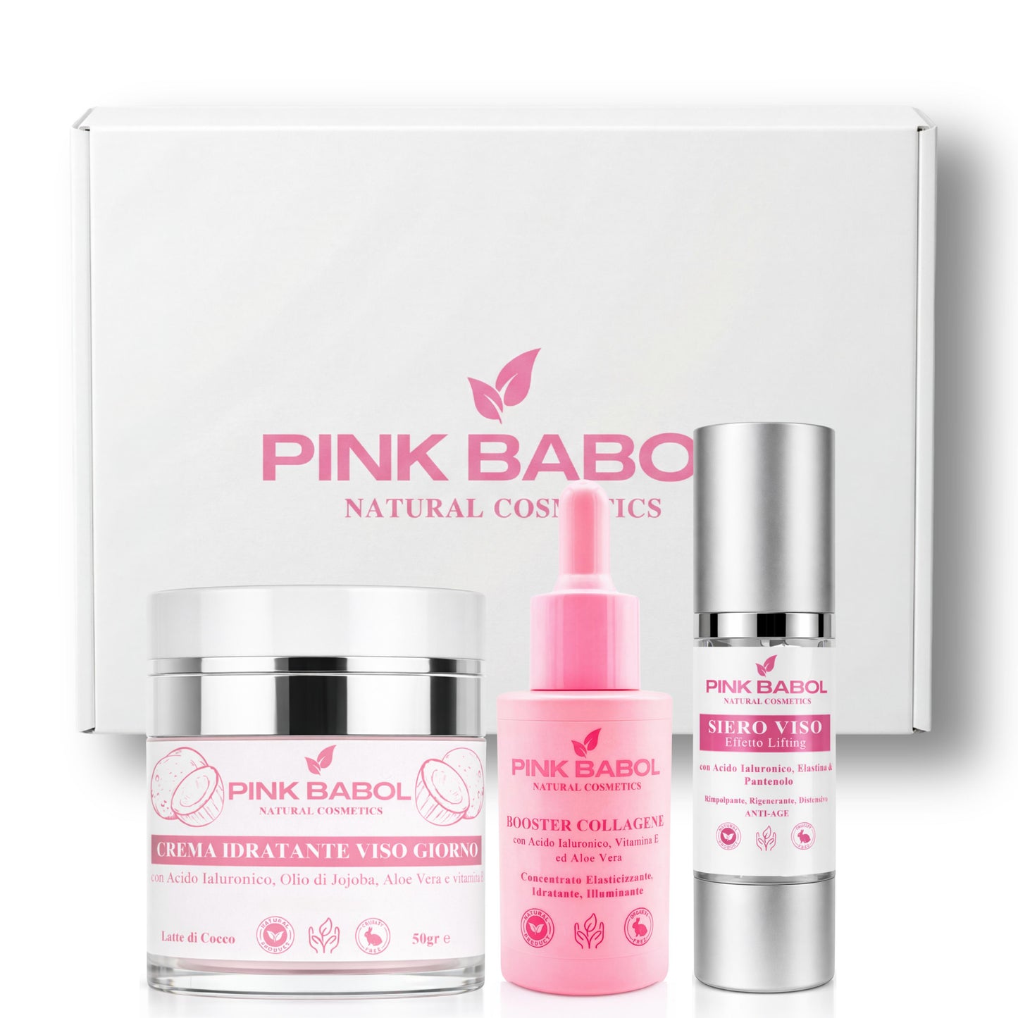Kit Skincare Giorno - Siero Viso Giorno Effetto Lifting + Crema Viso Giorno + Booster Collagene-Pink Babol