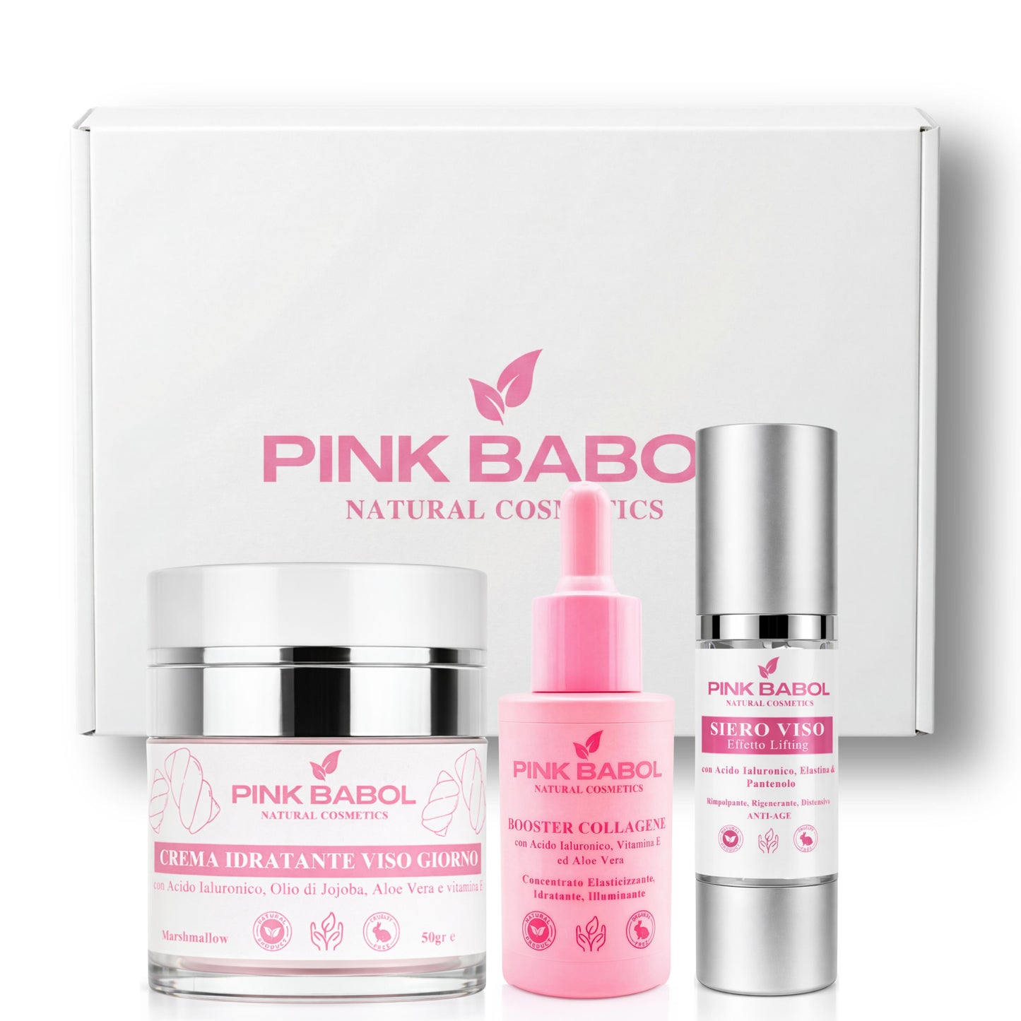 Kit Skincare Giorno - Siero Viso Giorno Effetto Lifting + Crema Viso Giorno + Booster Collagene-Pink Babol