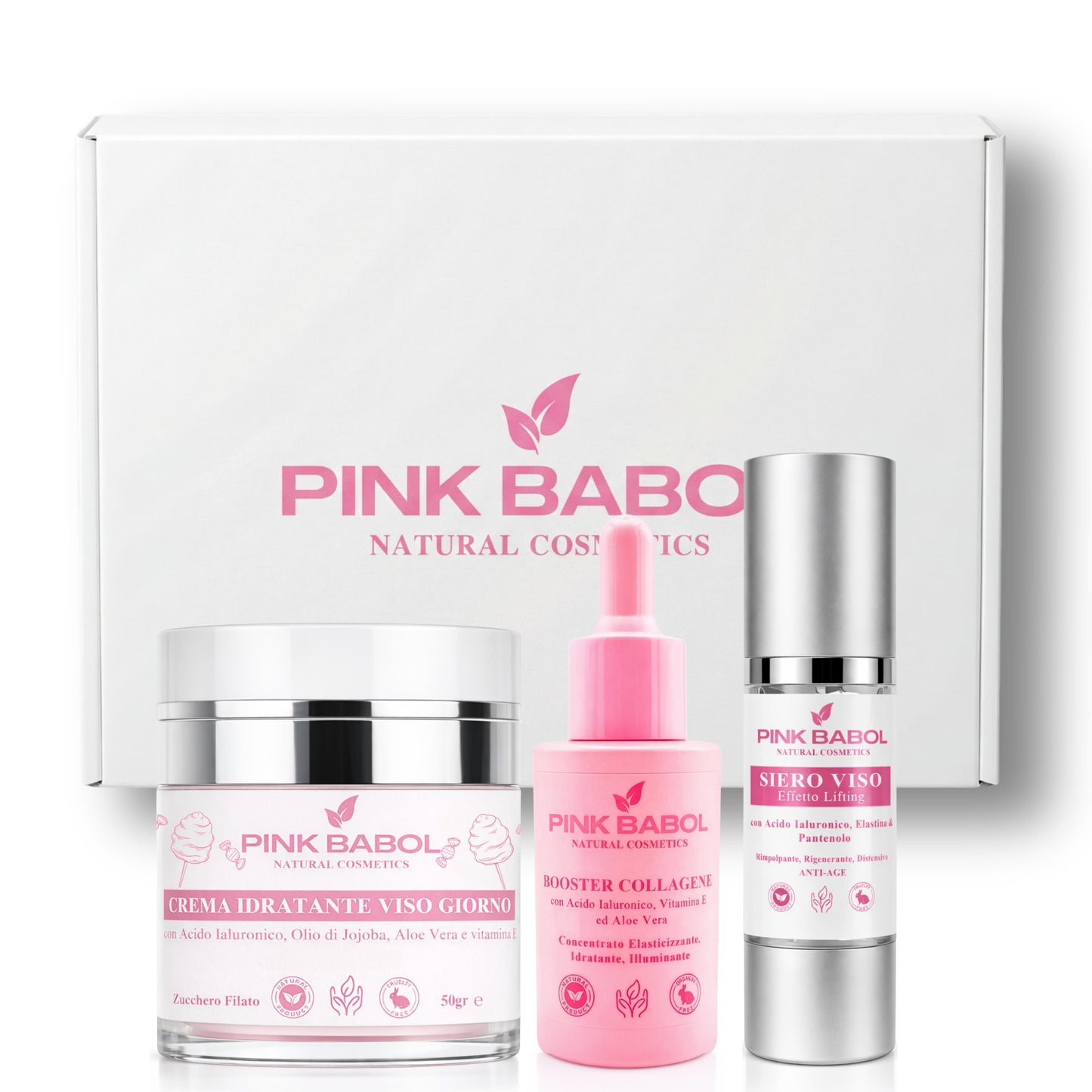 Kit Skincare Giorno - Siero Viso Giorno Effetto Lifting + Crema Viso Giorno + Booster Collagene-Pink Babol