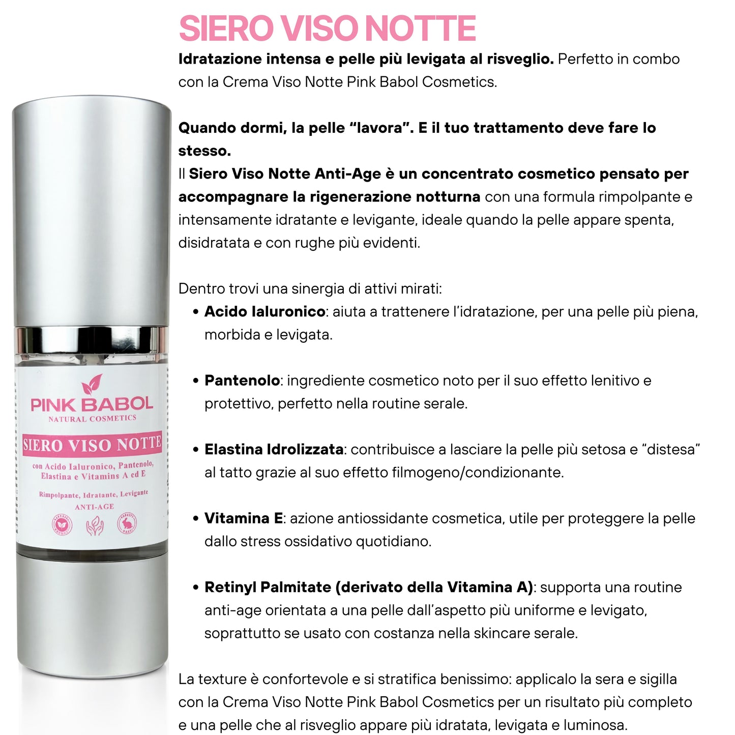 Kit Skincare Notte Anti-Age - Siero Viso Notte + Crema Viso Notte + Booster Retinolo-Pink Babol