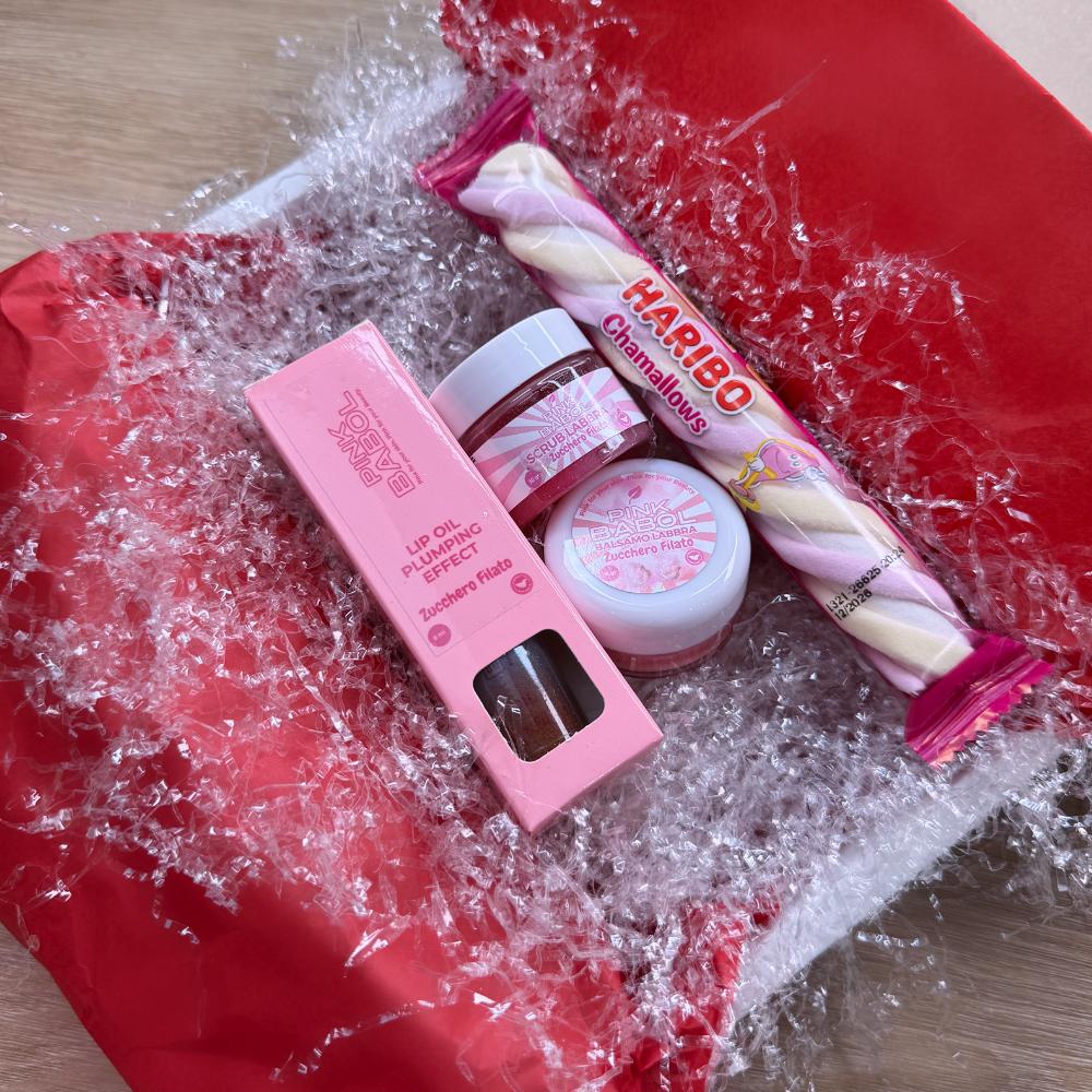 Lip KIT - Lip Oil Plumping + Scrub Labbra + Balsamo Labbra con Olio di Mandorle Dolci-Pink Babol