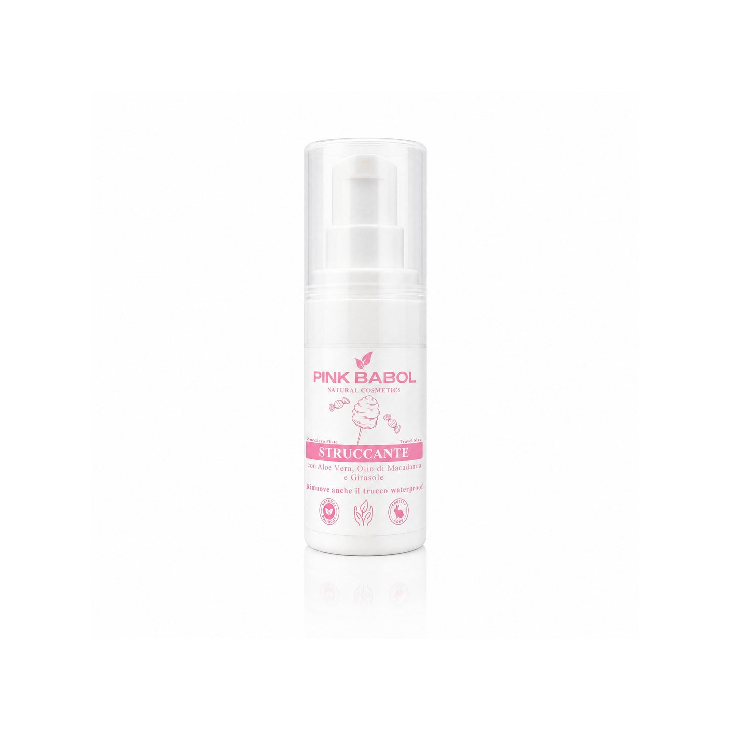 Mini Size/Travel Size Struccante Viso in crema con Aloe Vera & Olio di Macadamia e Girasole – Delicato, Idratante e Nutriente. Rimuove anche il trucco waterproof-Pink Babol