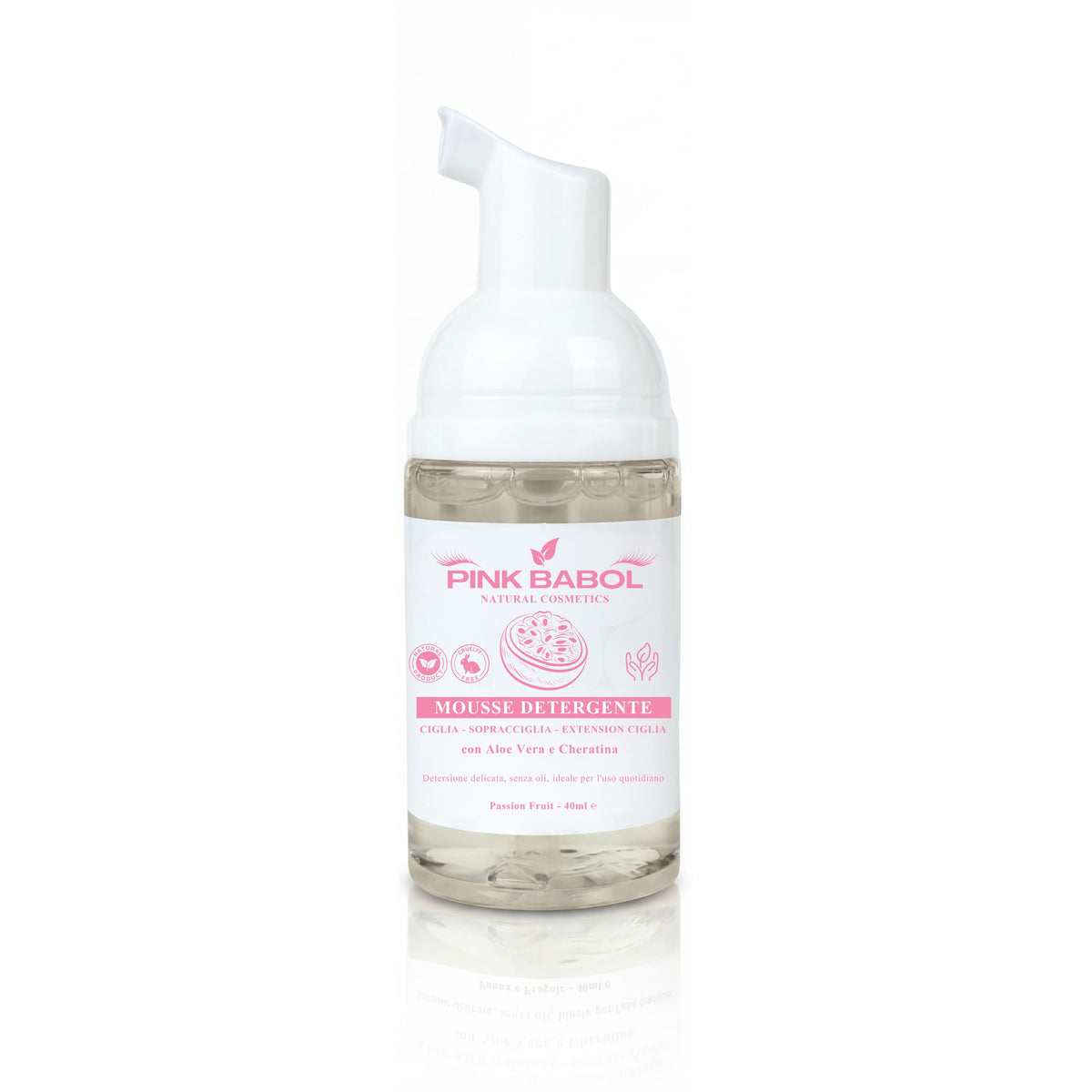 Mousse detergente per Ciglia, Sopracciglia, Extension Ciglia e Laminazione con Aloe Vera e Cheratina - Detersione delicata, senza oli, ideale per l'uso quotidiano-Pink Babol
