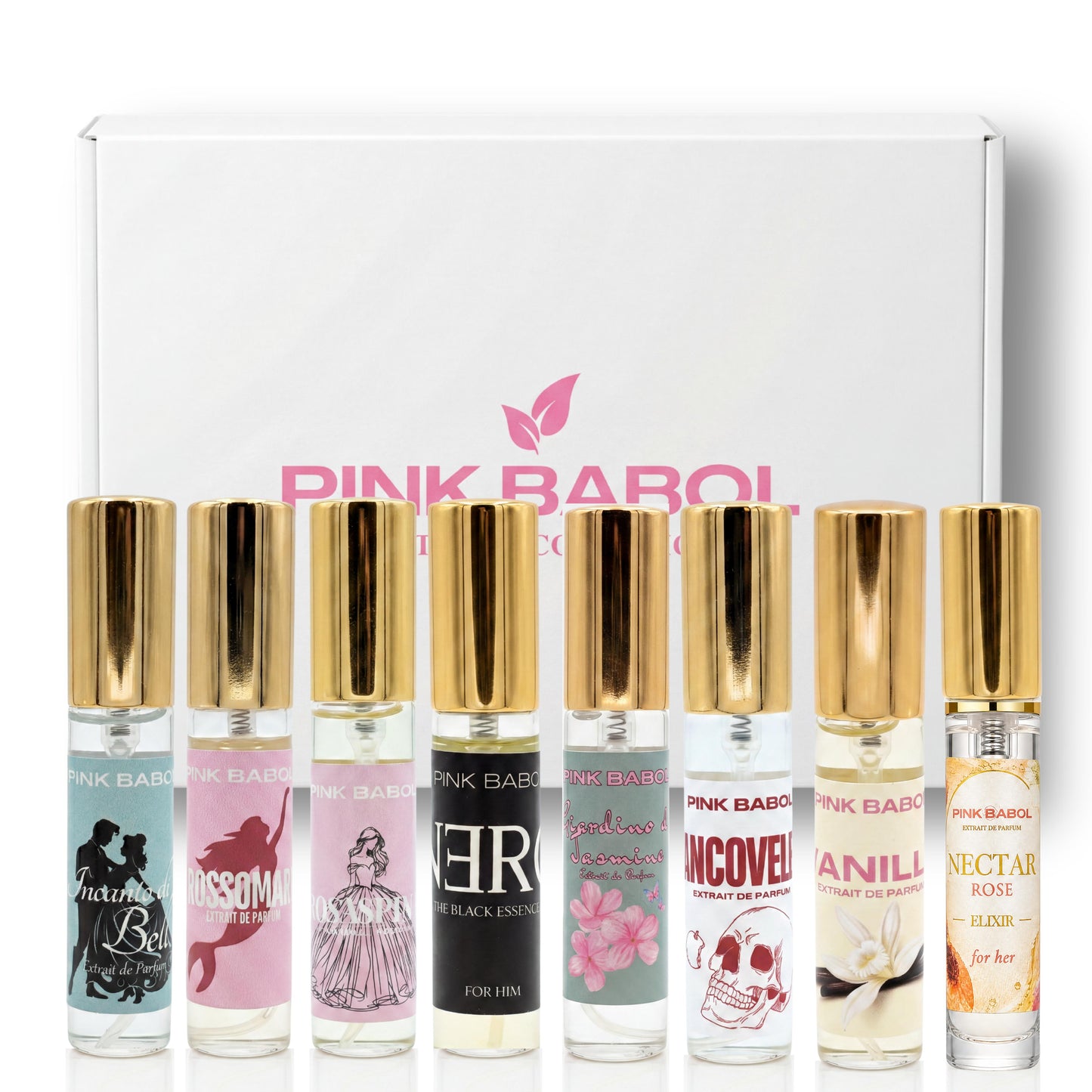 Parfum KIT Mini Size - Biancoveleno, Nero, Incanto di Bell, Rosaspina, Rossomare, Giardino di Jasmine, Pink Vanilla, Nectar Rose-Pink Babol