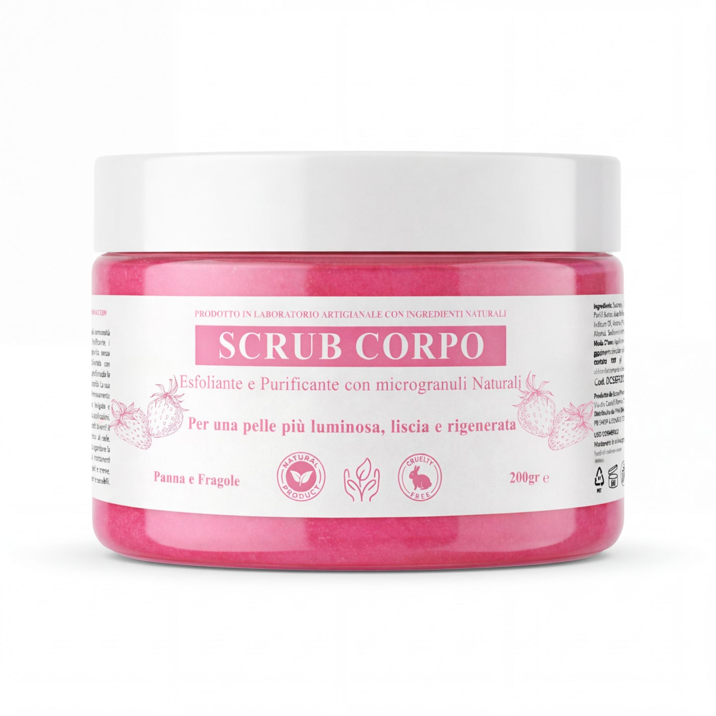 Scrub Corpo Esfoliante e Purificante con microgranuli Naturali, Aloe Vera, Burro di Karité e Olio di Sesamo – Pelle Luminosa, Liscia e Rigenerata-Pink Babol