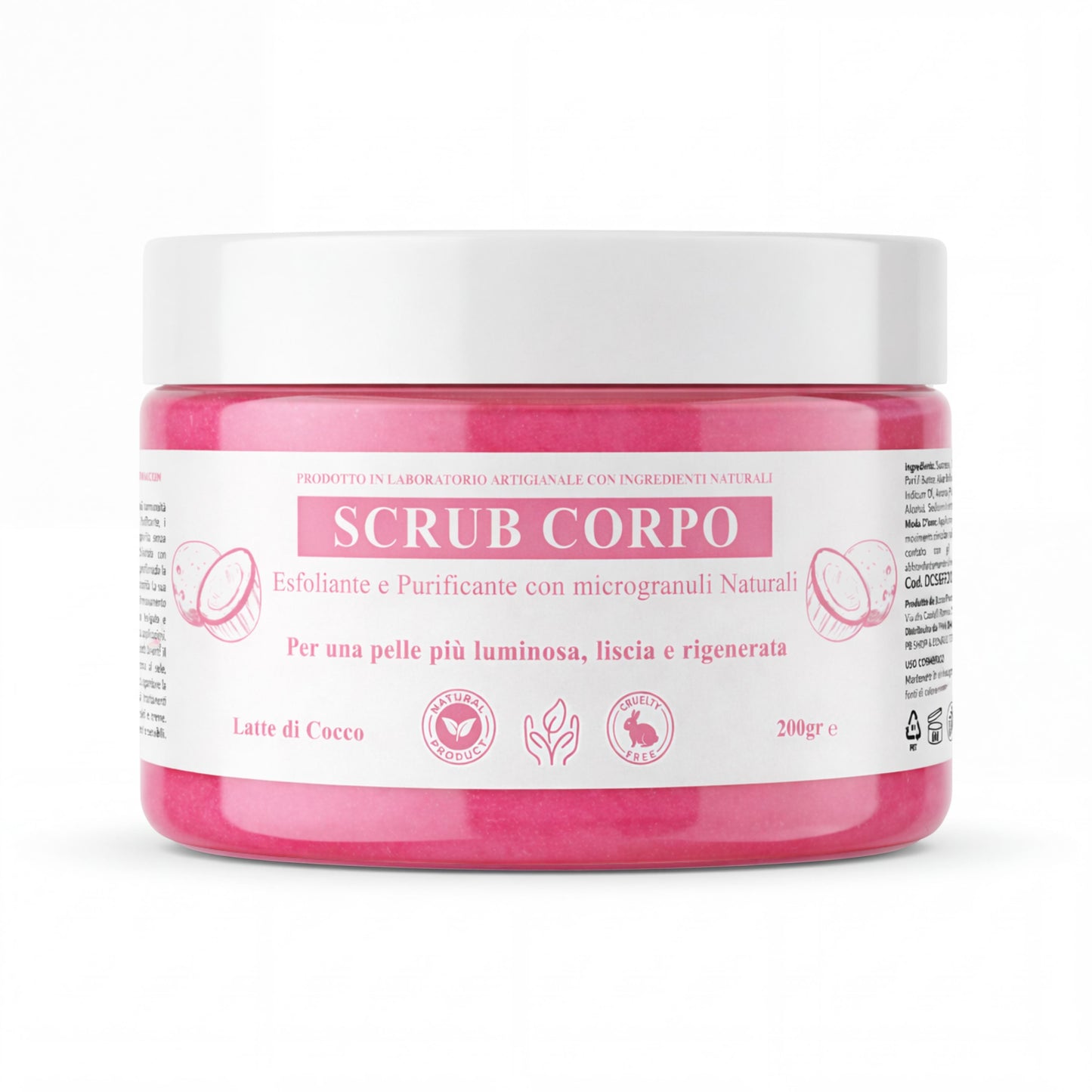 Scrub Corpo Esfoliante e Purificante con microgranuli Naturali, Aloe Vera, Burro di Karité e Olio di Sesamo – Pelle Luminosa, Liscia e Rigenerata-Pink Babol