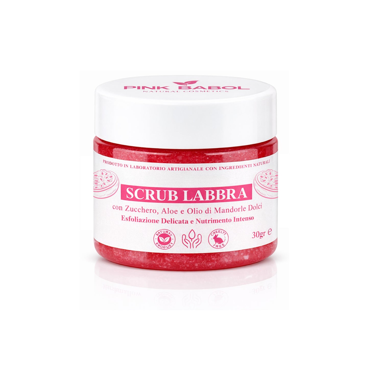 Scrub Labbra con Zucchero Naturale, Aloe Vera e Olio di Mandorle Dolci – Esfoliazione Delicata, Idratazione e Nutrimento Intenso-Pink Babol