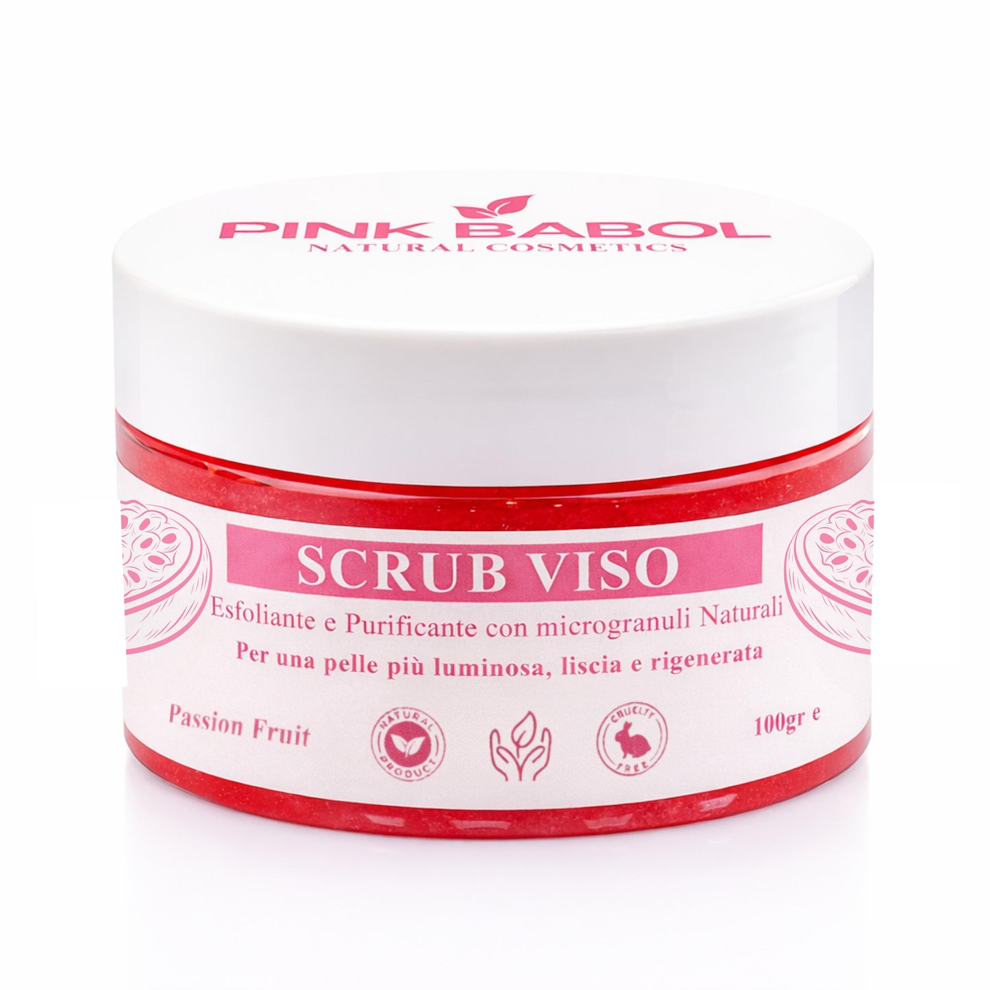 Scrub Viso Esfoliante e Purificante con microgranuli Naturali, Miele e Olio di Sesamo – Pelle Luminosa, Liscia e Rigenerata-Pink Babol
