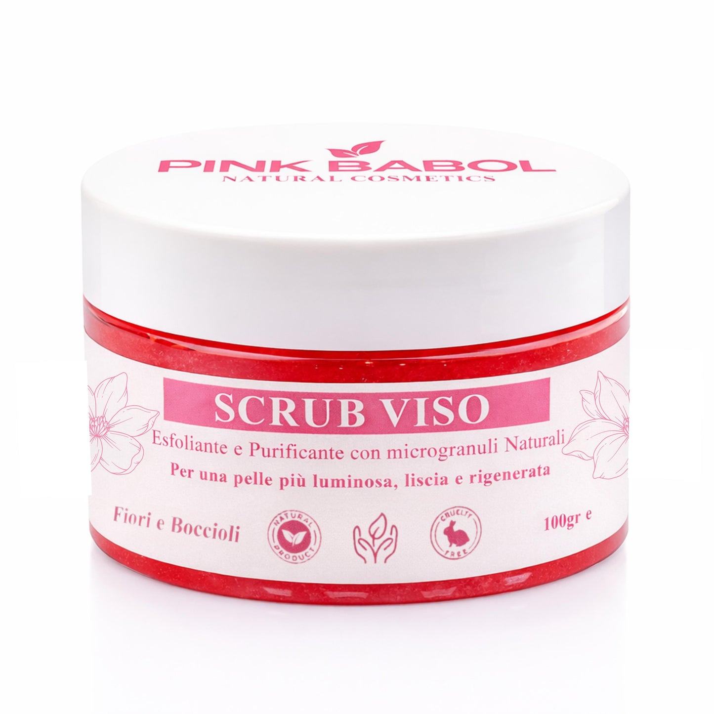 Scrub Viso Esfoliante e Purificante con microgranuli Naturali, Miele e Olio di Sesamo – Pelle Luminosa, Liscia e Rigenerata-Pink Babol