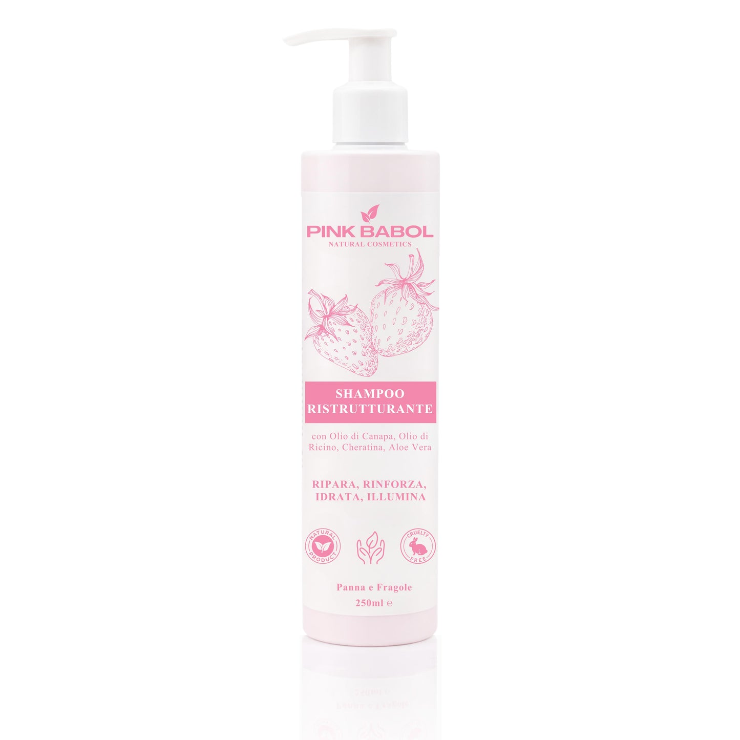 Shampoo Ristrutturante con Olio di Canapa, Olio di Ricino, Cheratina, Aloe Vera – Ripara, Rinforza, Idrata, Illumina-Pink Babol