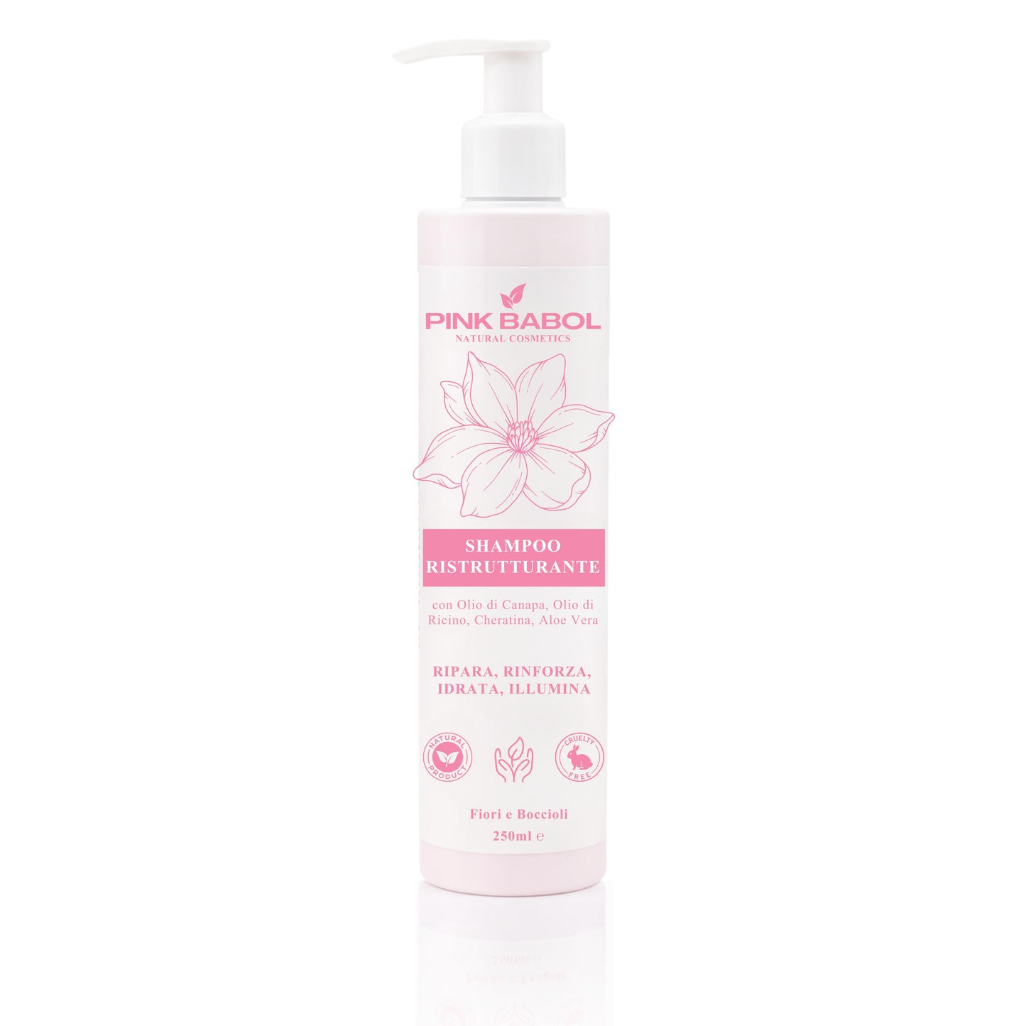 Shampoo Ristrutturante con Olio di Canapa, Olio di Ricino, Cheratina, Aloe Vera – Ripara, Rinforza, Idrata, Illumina-Pink Babol
