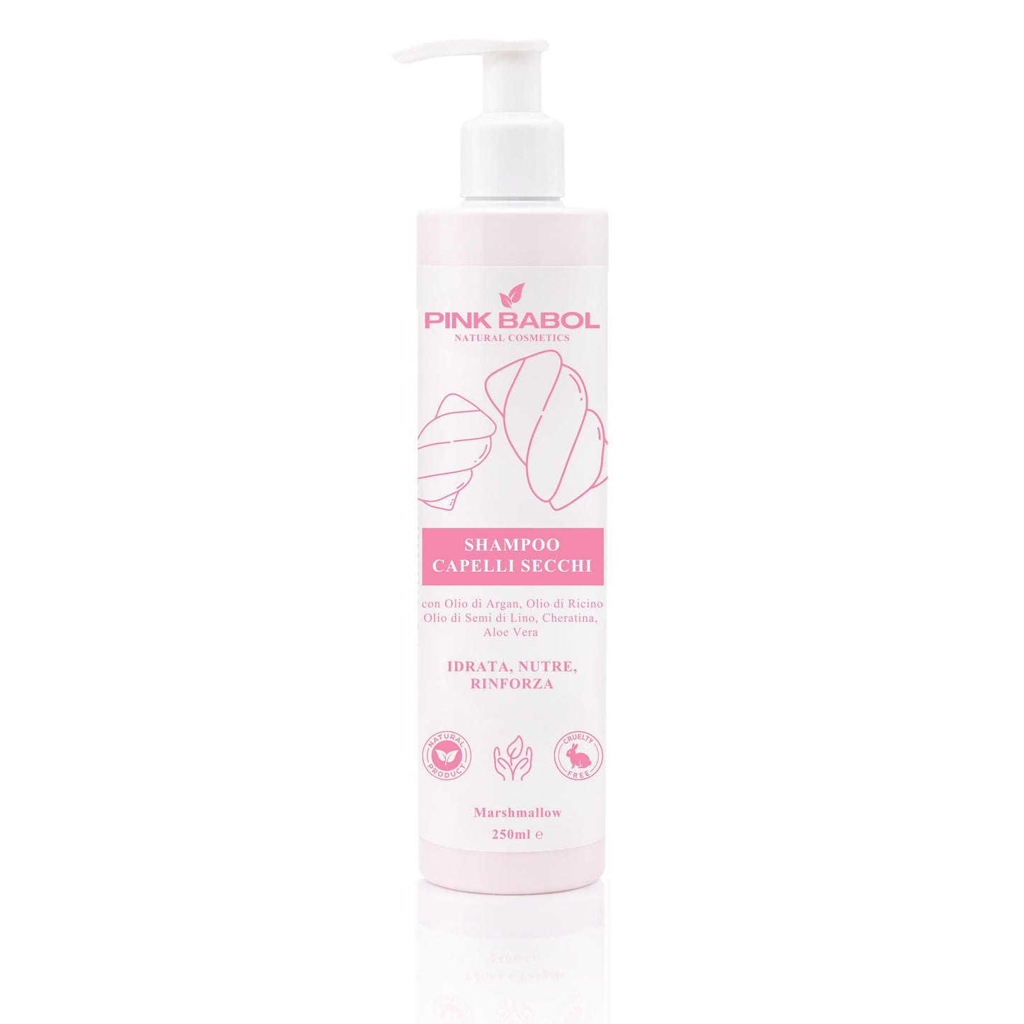 Shampoo per Capelli Secchi con Olio di Argan, Olio di Ricino e Semi di Lino, Cheratina, Aloe Vera – Idrata, Nutre, Rinforza-Pink Babol