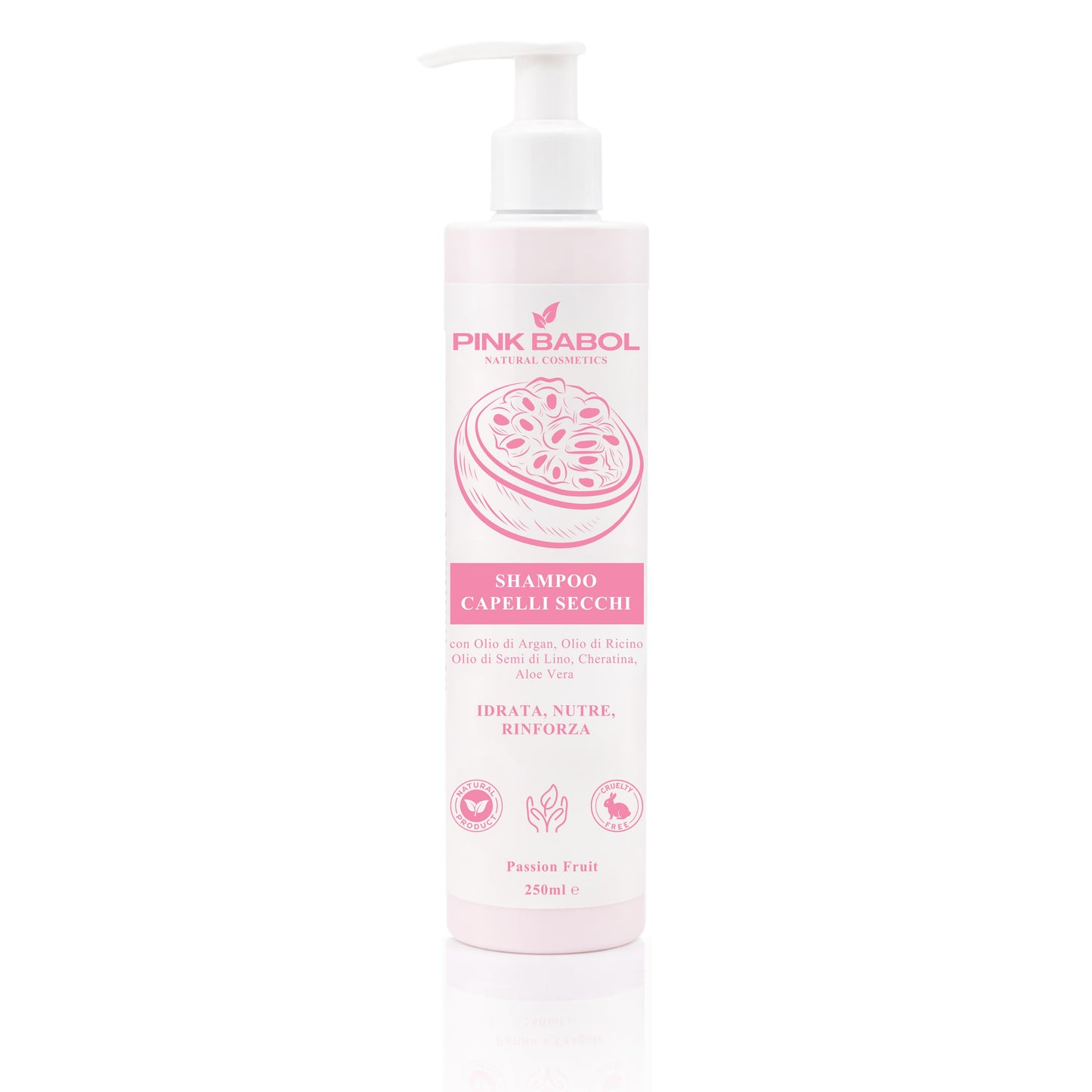 Shampoo per Capelli Secchi con Olio di Argan, Olio di Ricino e Semi di Lino, Cheratina, Aloe Vera – Idrata, Nutre, Rinforza-Pink Babol
