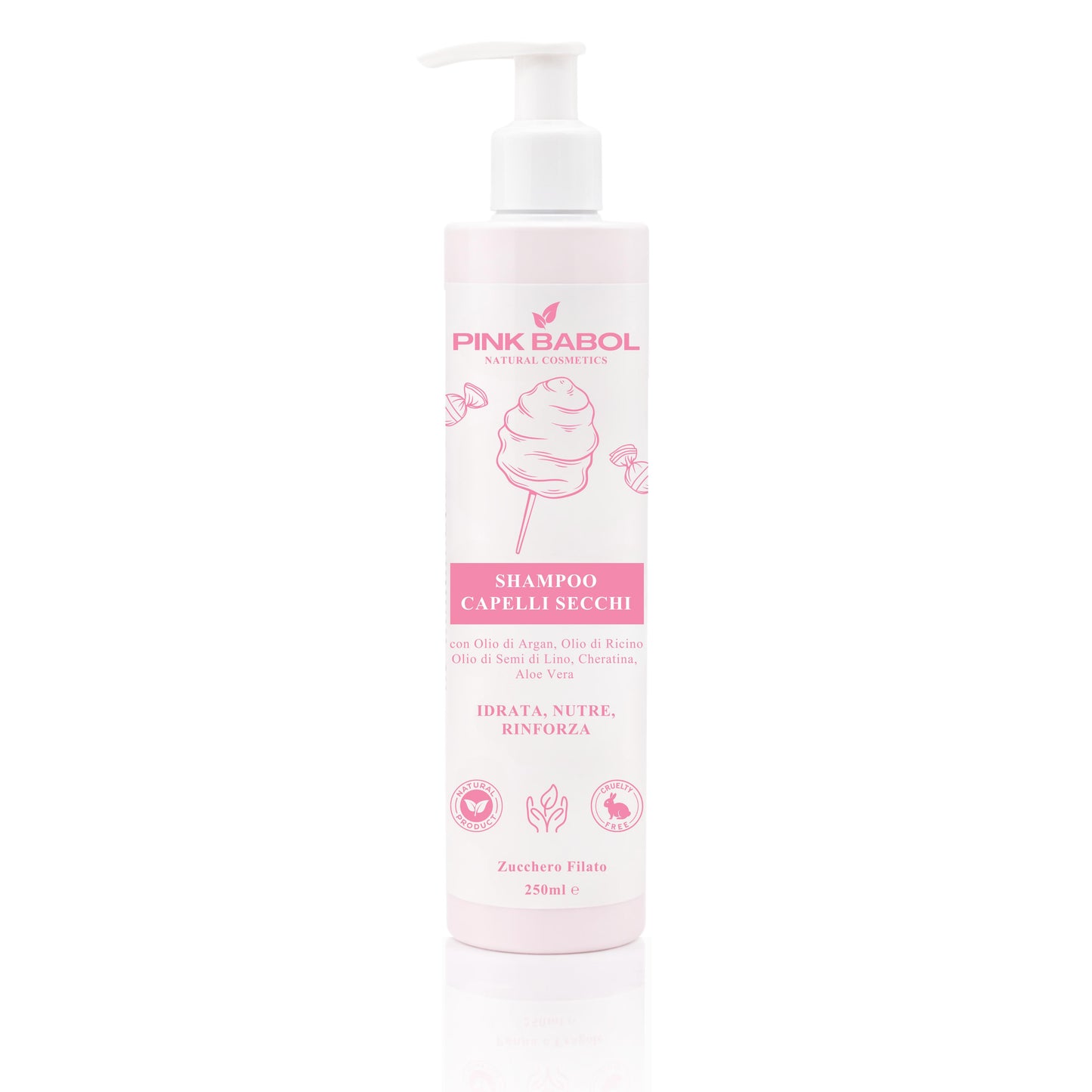 Shampoo per Capelli Secchi con Olio di Argan, Olio di Ricino e Semi di Lino, Cheratina, Aloe Vera – Idrata, Nutre, Rinforza-Pink Babol