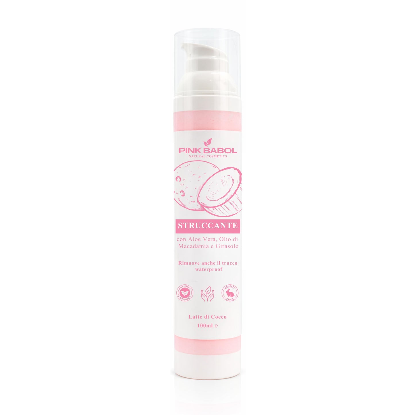 Struccante Viso in crema con Aloe Vera & Olio di Macadamia e Girasole – Delicato, Idratante e Nutriente. Rimuove anche il trucco waterproof-Pink Babol