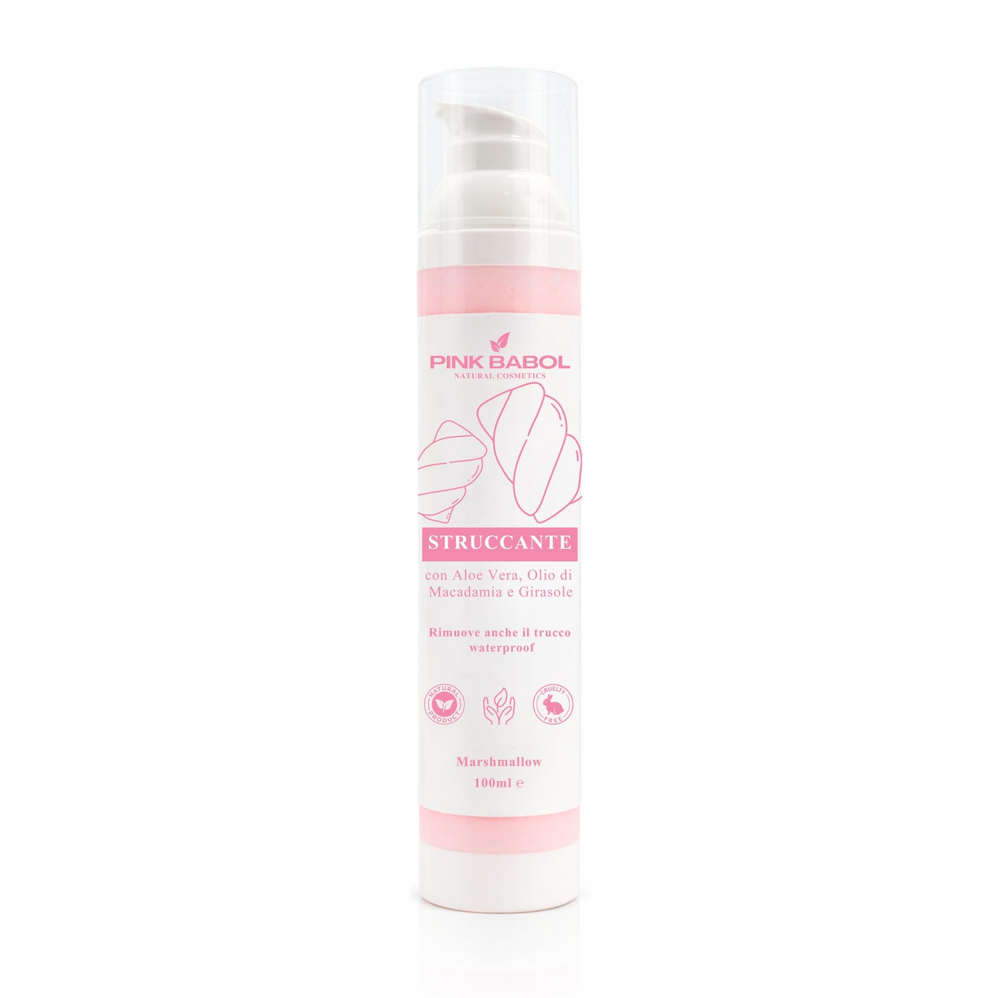 Struccante Viso in crema con Aloe Vera & Olio di Macadamia e Girasole – Delicato, Idratante e Nutriente. Rimuove anche il trucco waterproof-Pink Babol