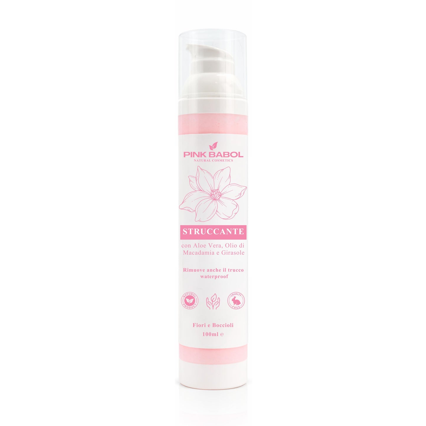Struccante Viso in crema con Aloe Vera & Olio di Macadamia e Girasole – Delicato, Idratante e Nutriente. Rimuove anche il trucco waterproof-Pink Babol