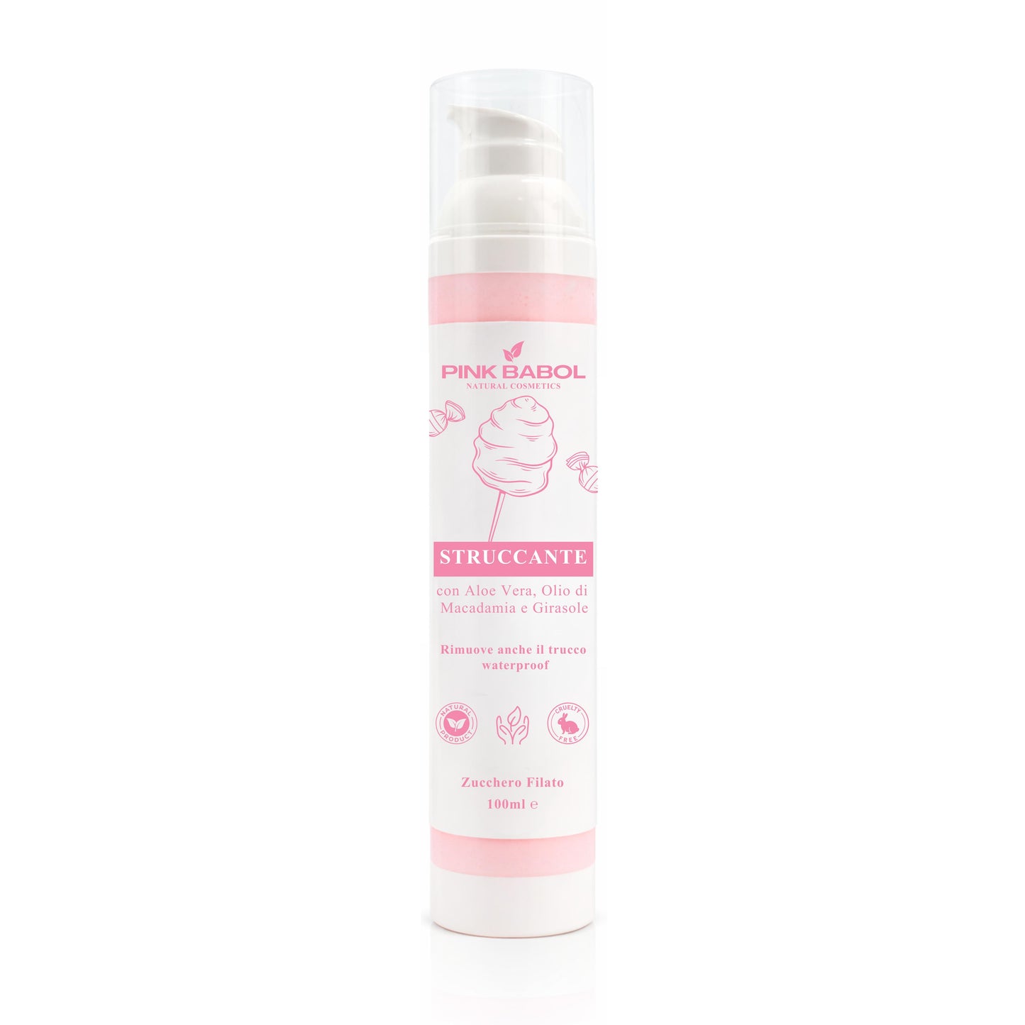 Struccante Viso in crema con Aloe Vera & Olio di Macadamia e Girasole – Delicato, Idratante e Nutriente. Rimuove anche il trucco waterproof-Pink Babol