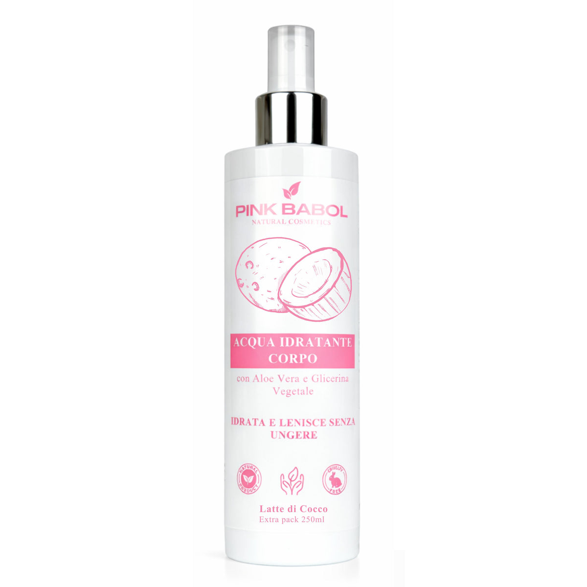Acqua Idratante Corpo con Aloe Vera e Glicerina Vegetale - Extra Pack 250ml-Pink Babol