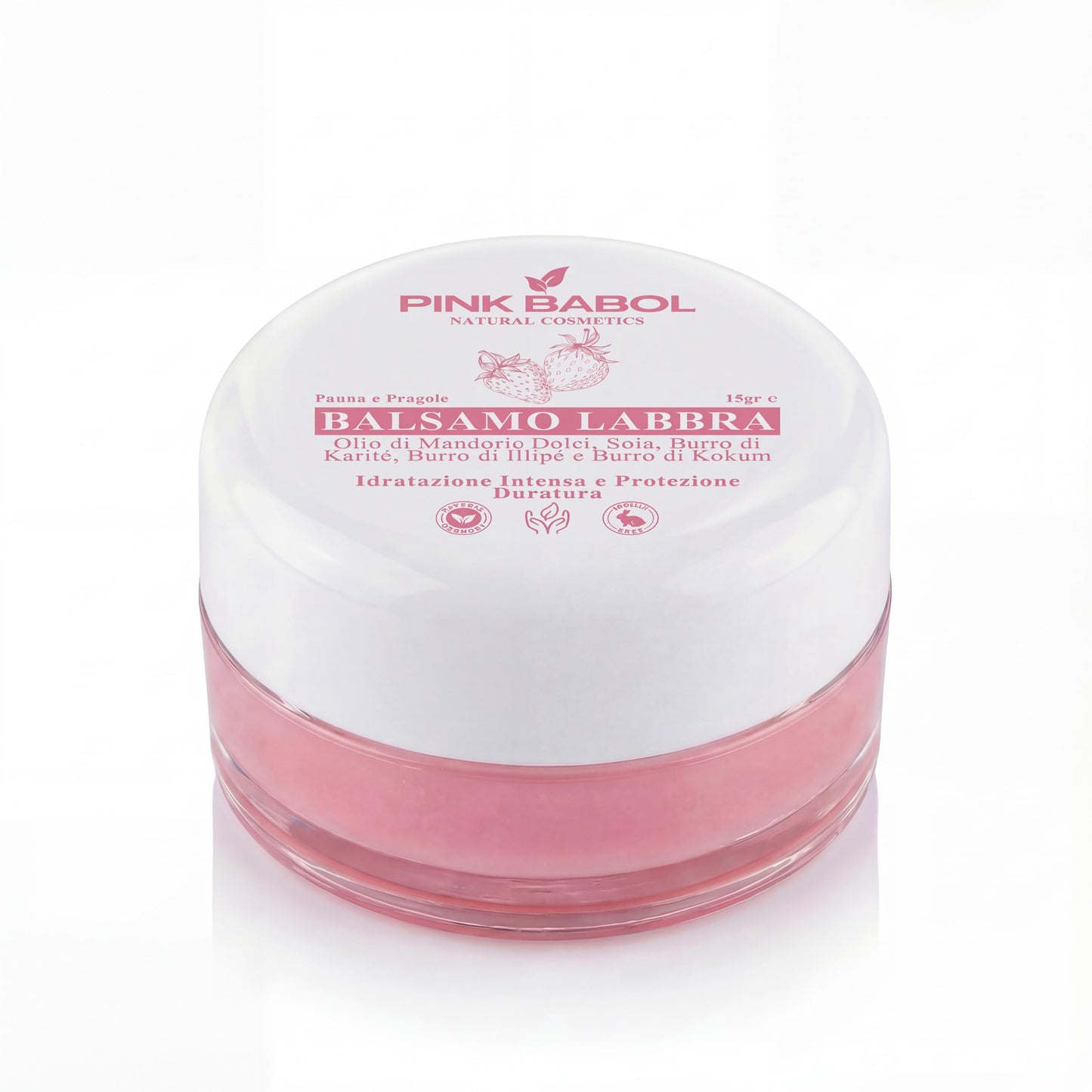 Balsamo Labbra con Olio di Mandorle Dolci, Soia, Burro di Karité, Illipé e Kokum – Idratazione Intensa e Protezione Duratura-Pink Babol