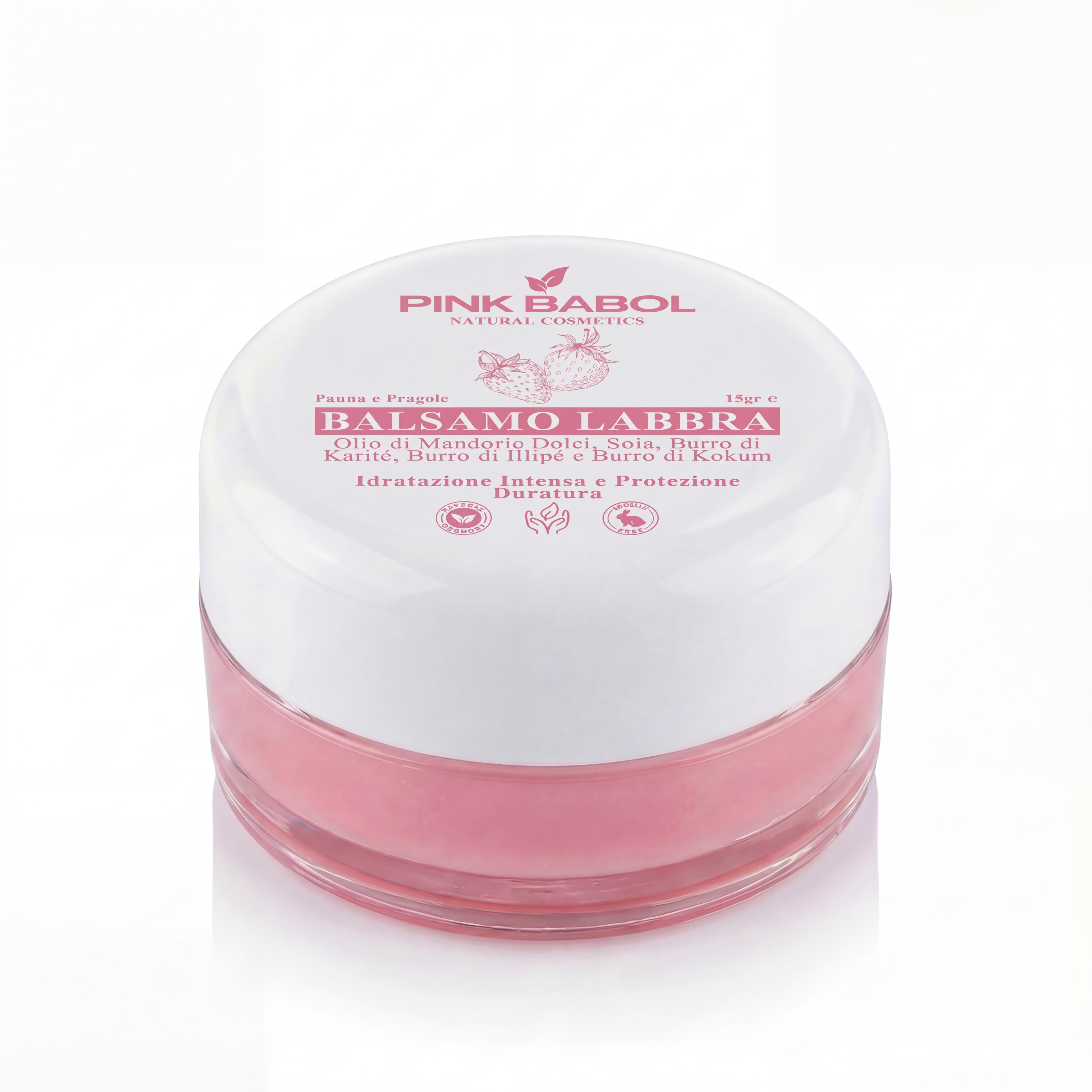 Balsamo Labbra con Olio di Mandorle Dolci, Soia, Burro di Karité, Illipé e Kokum – Idratazione Intensa e Protezione Duratura-Pink Babol
