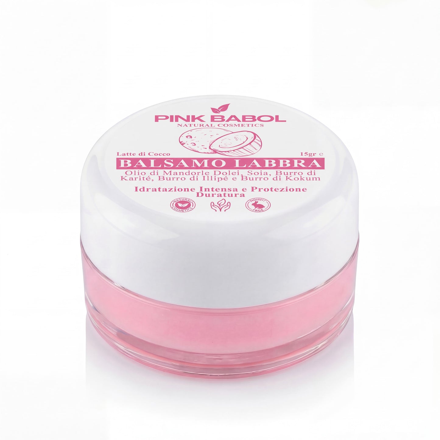 Balsamo Labbra con Olio di Mandorle Dolci, Soia, Burro di Karité, Illipé e Kokum – Idratazione Intensa e Protezione Duratura-Pink Babol