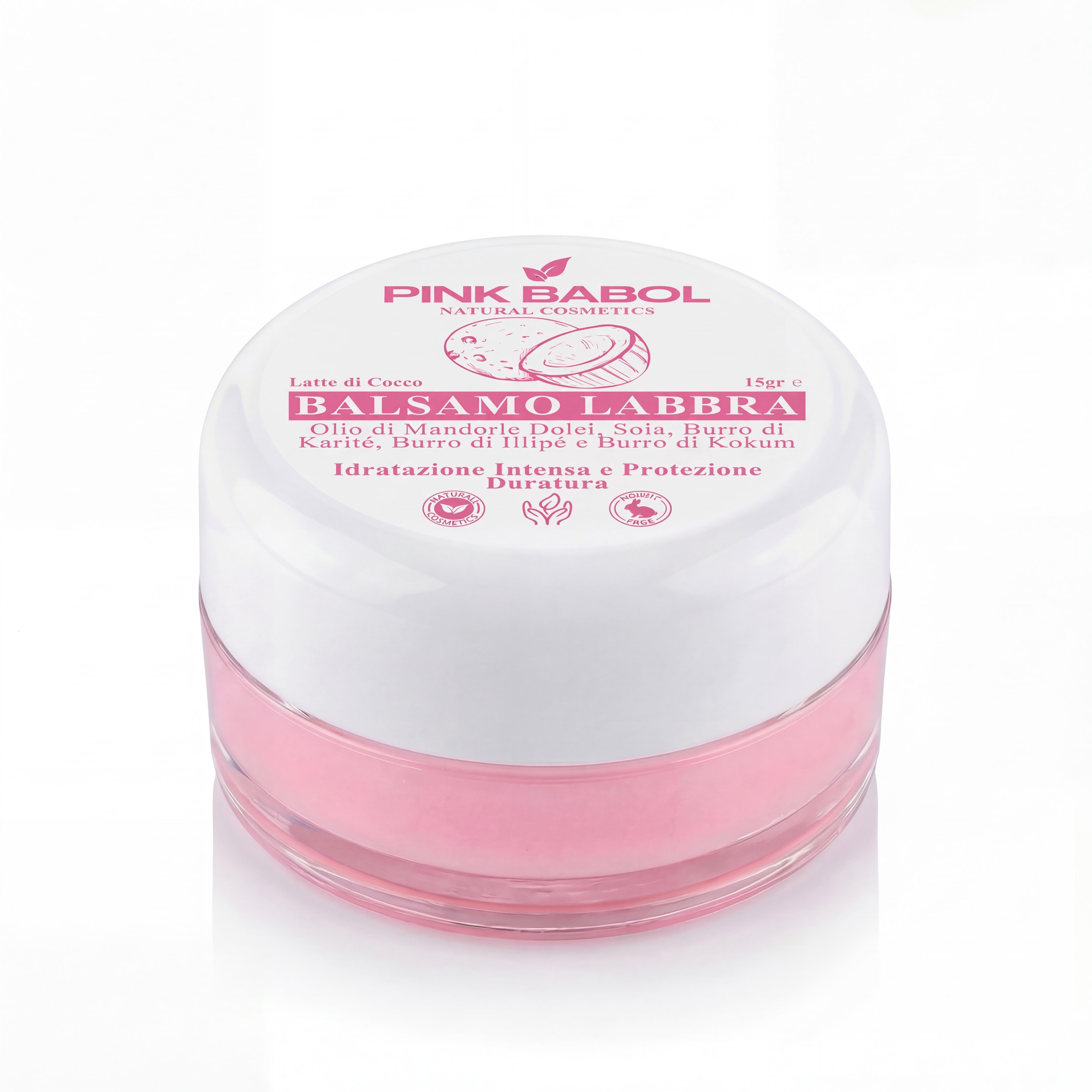 Balsamo Labbra con Olio di Mandorle Dolci, Soia, Burro di Karité, Illipé e Kokum – Idratazione Intensa e Protezione Duratura-Pink Babol