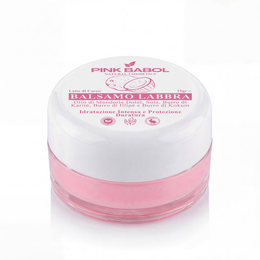 Balsamo Labbra con Olio di Mandorle Dolci, Soia, Burro di Karité, Illipé e Kokum – Idratazione Intensa e Protezione Duratura-Pink Babol