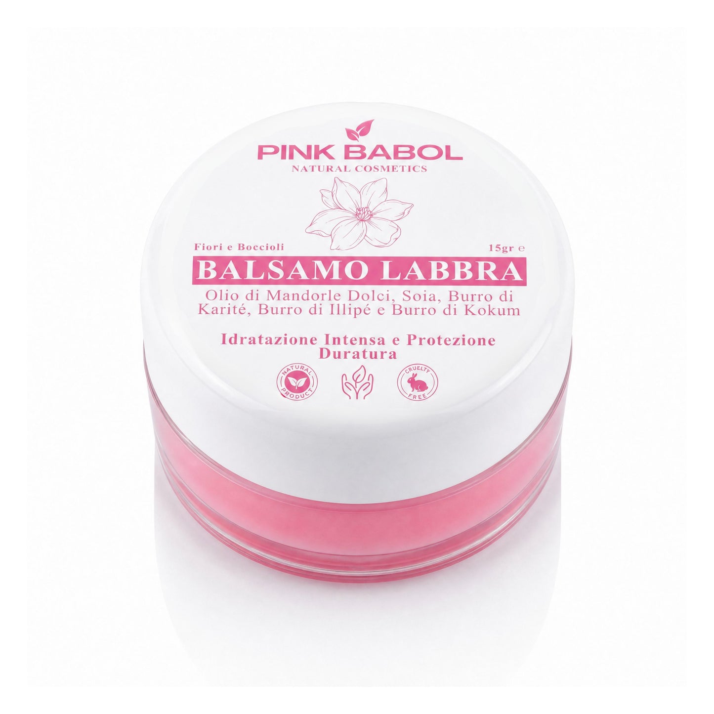 Balsamo Labbra con Olio di Mandorle Dolci, Soia, Burro di Karité, Illipé e Kokum – Idratazione Intensa e Protezione Duratura-Pink Babol