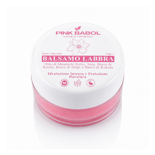 Balsamo Labbra con Olio di Mandorle Dolci, Soia, Burro di Karité, Illipé e Kokum – Idratazione Intensa e Protezione Duratura-Pink Babol
