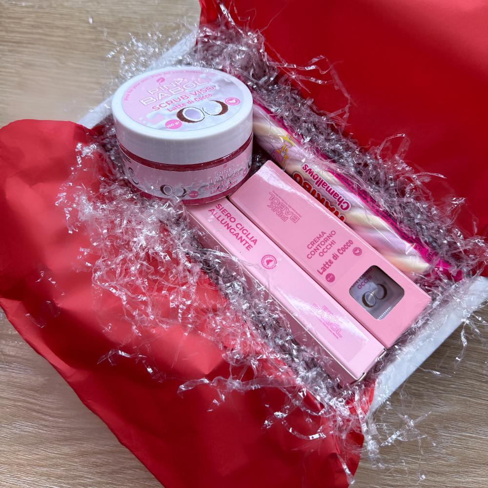 Beauty KIT - Siero Ciglia Allungante con Olio di Ricino+ Crema Contorno Occhi con Ceramide NP + Scrub Viso con Miele-Pink Babol