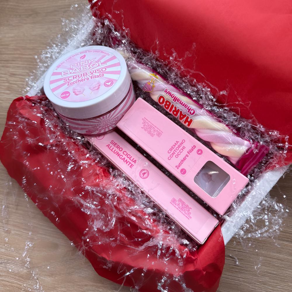 Beauty KIT - Siero Ciglia Allungante con Olio di Ricino+ Crema Contorno Occhi con Ceramide NP + Scrub Viso con Miele-Pink Babol