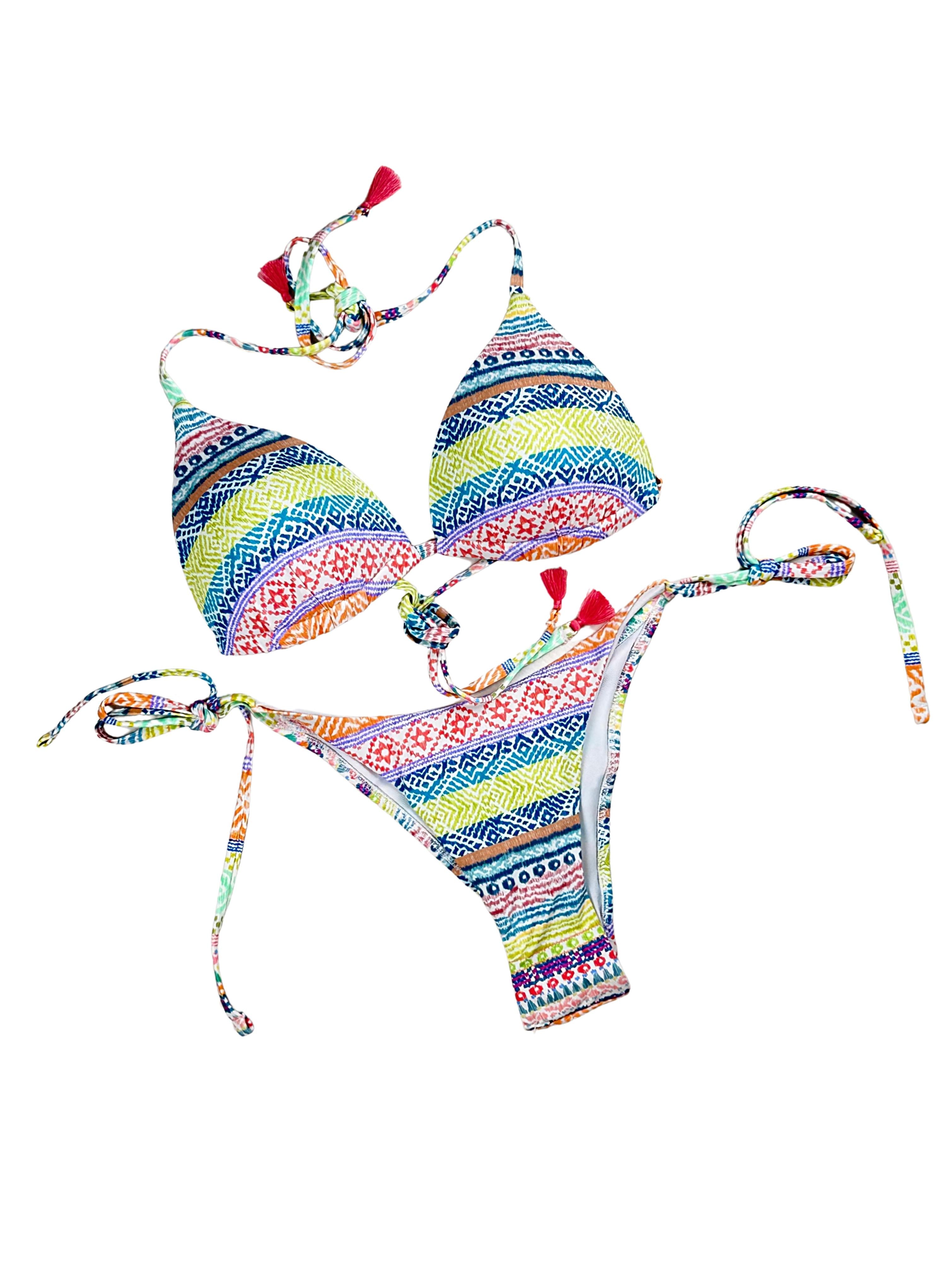 Bikini fantasia brasiliana triangolo imbottito-Pink Babol