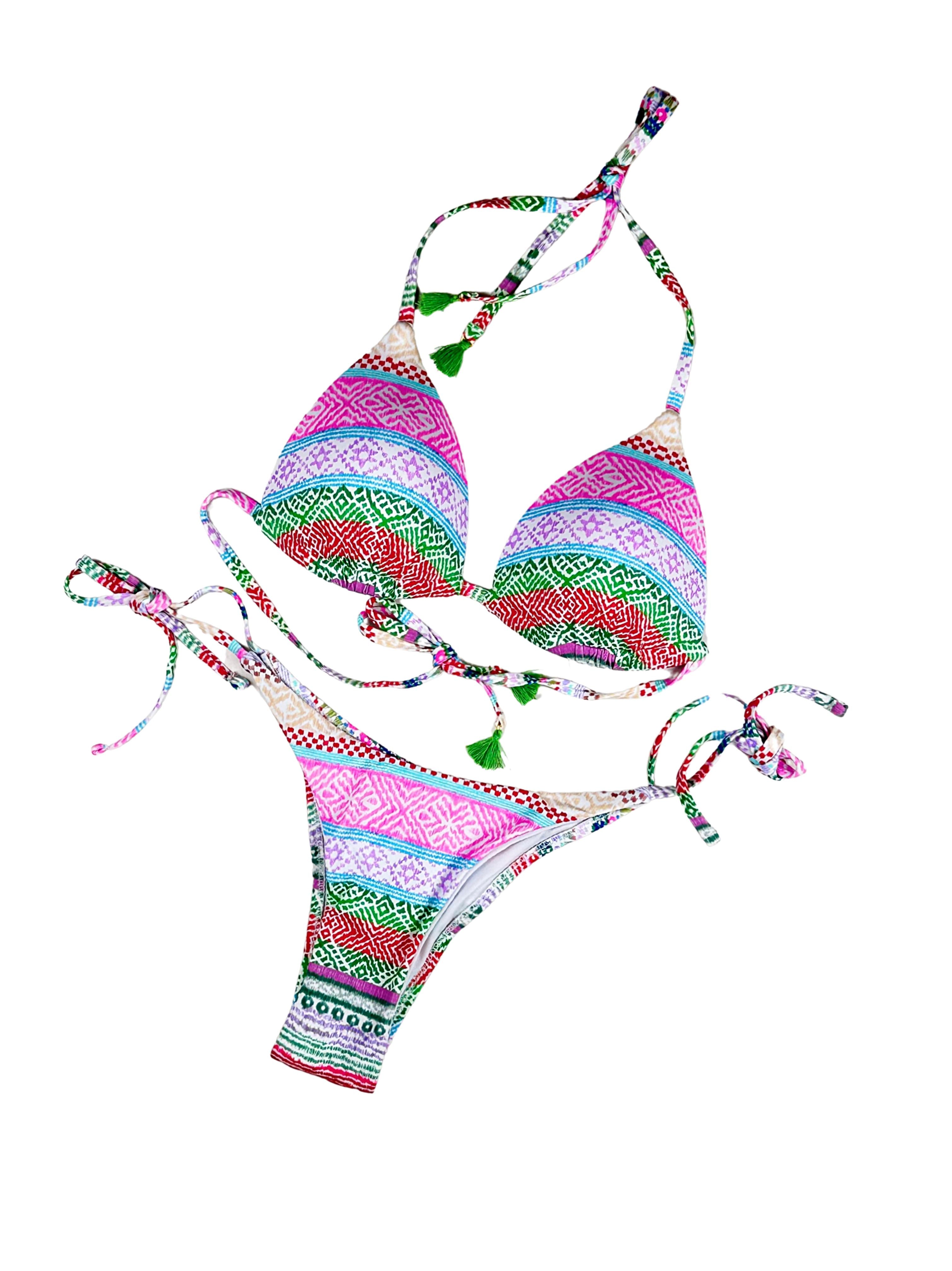 Bikini fantasia brasiliana triangolo imbottito-Pink Babol