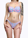 Bikini imbottito a brasiliana maculato con bretelle rimovibili e slip regolabile-Pink Babol