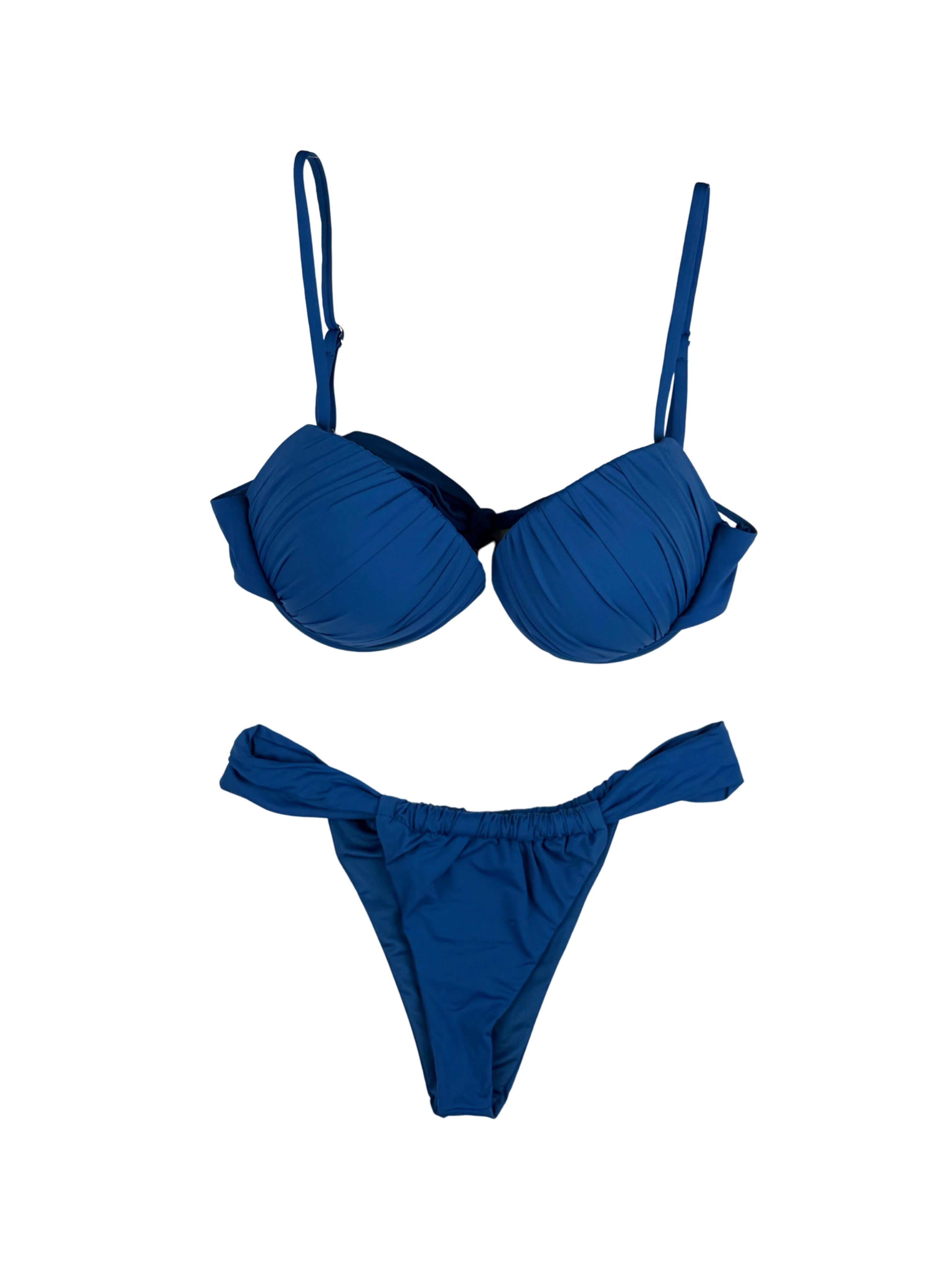 Bikini imbottito push up tanga arricciato-Pink Babol
