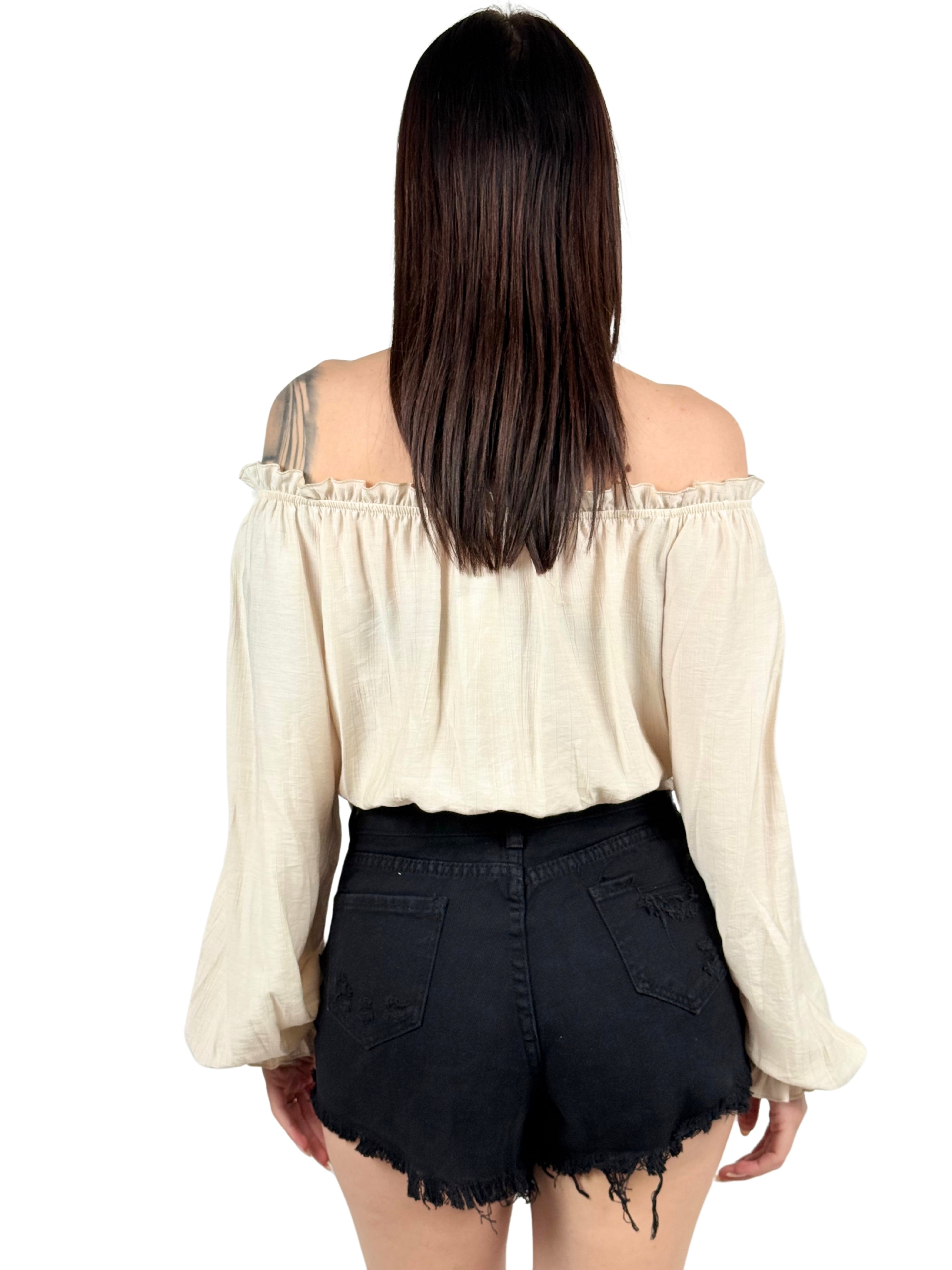 Blusa scollo a barchetta regolabile in vita-Pink Babol