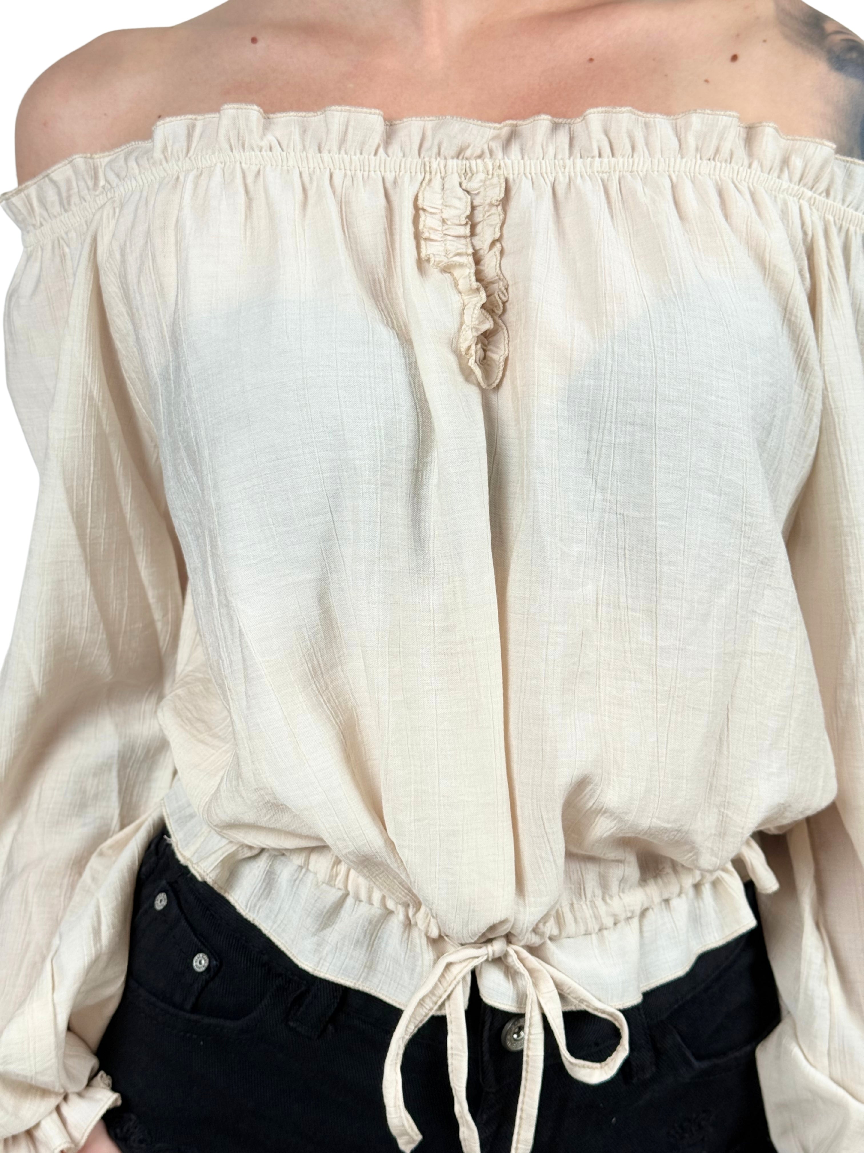 Blusa scollo a barchetta regolabile in vita-Pink Babol