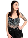 Body imbottito animalier in tulle-Pink Babol